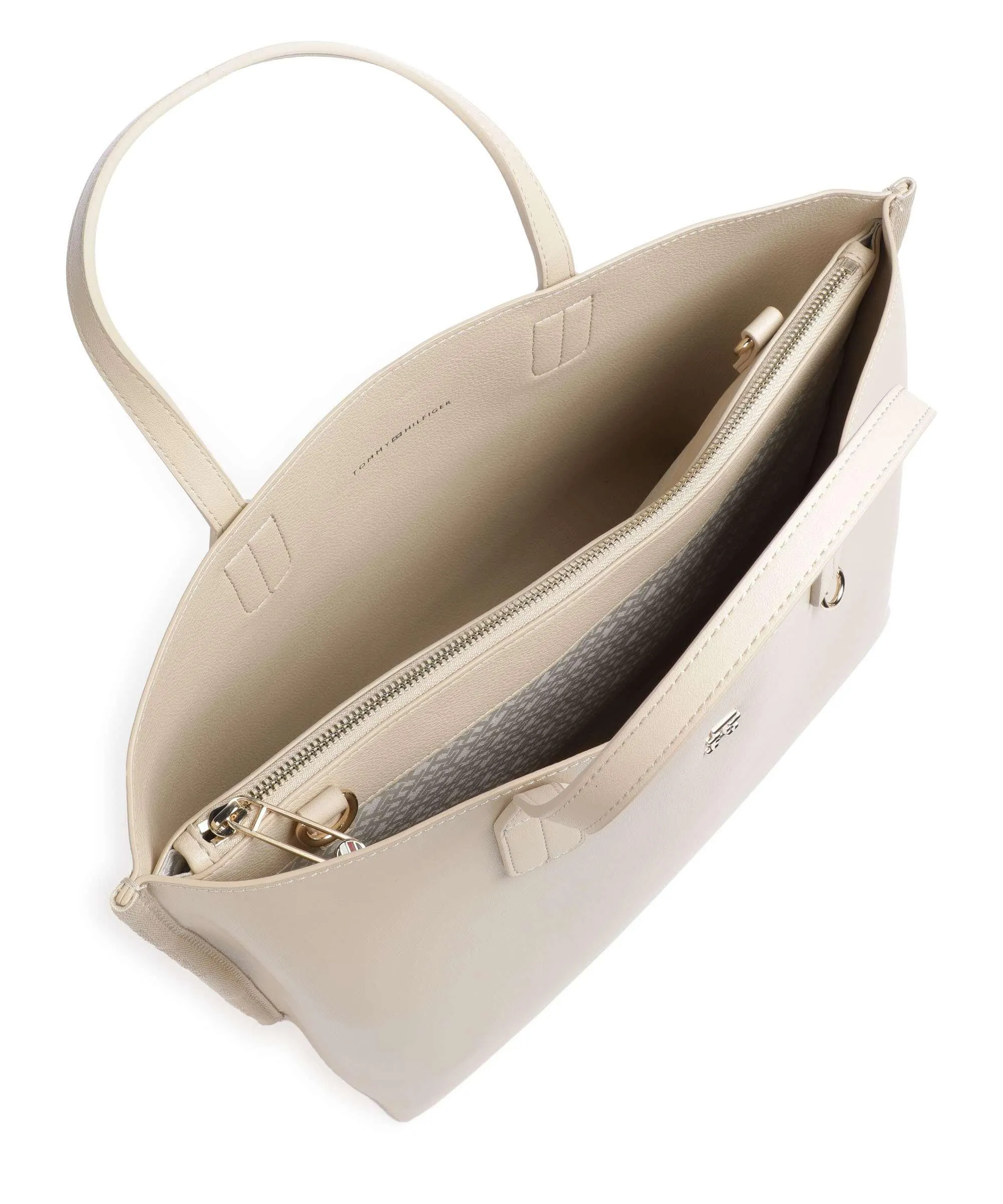 Tommy Hilfiger Iconic Borsa a mano pelle sintetica avorio  