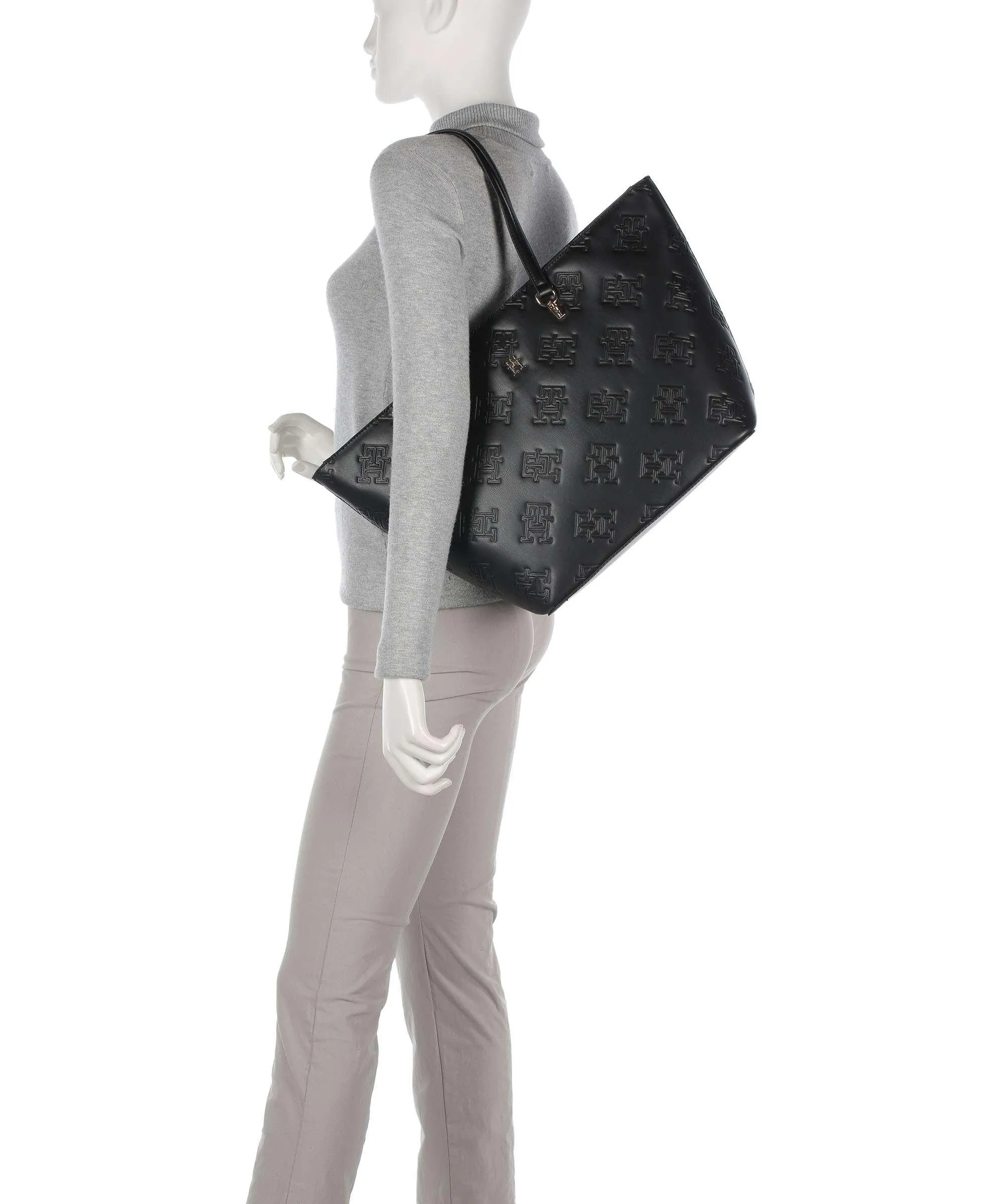  Tommy Hilfiger TH Refined Borsa shopper pelle sintetica nero  