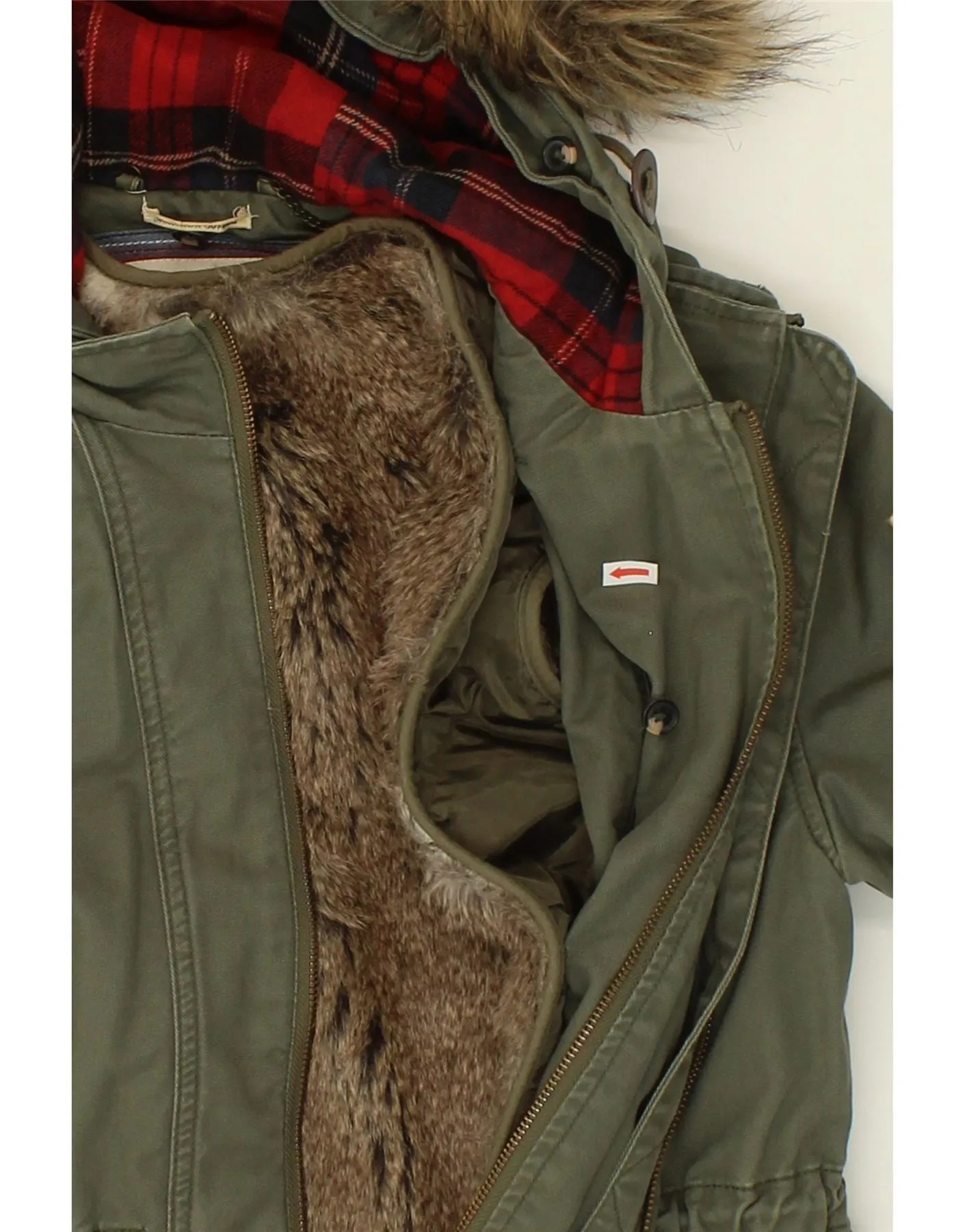 TOMMY HILFIGER Womens Military Hooded Windbreaker Jacket UK 10 Small Green