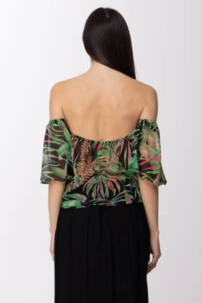 Top off-shoulder con stampa tropical Fantasia