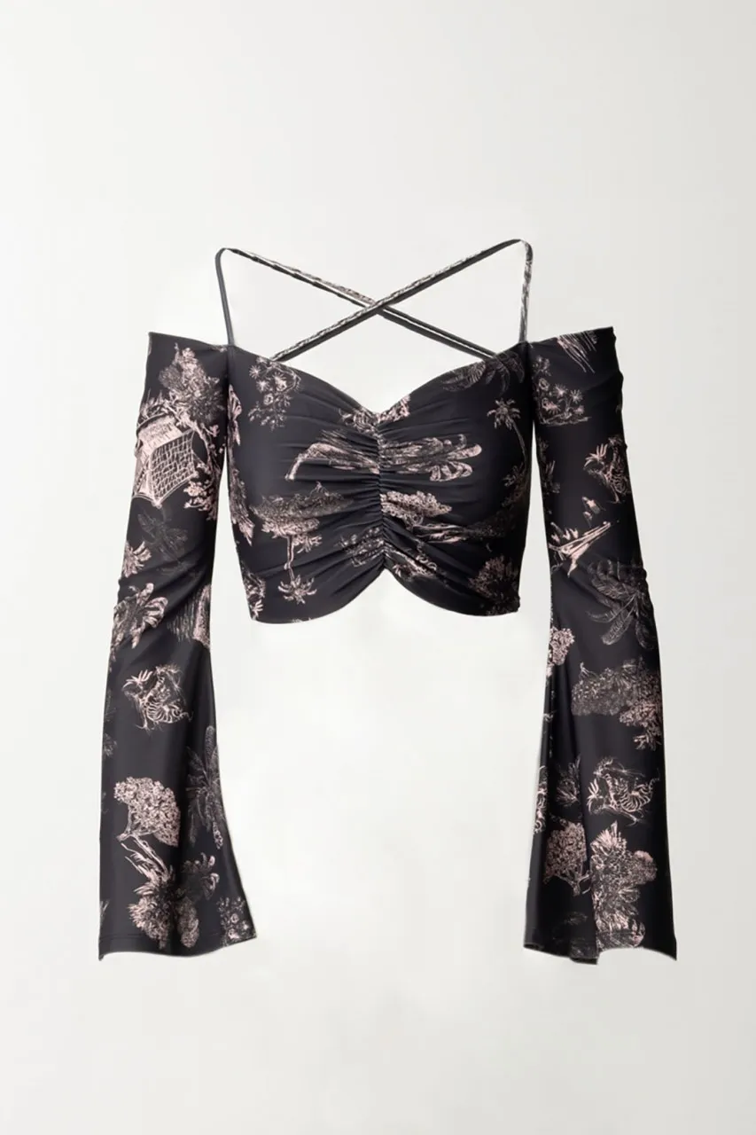 Top off-shoulder Iry con intrecci BLACK HAWAII