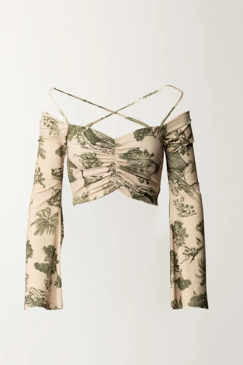 Top off-shoulder Iry con intrecci GREEN HAWAII