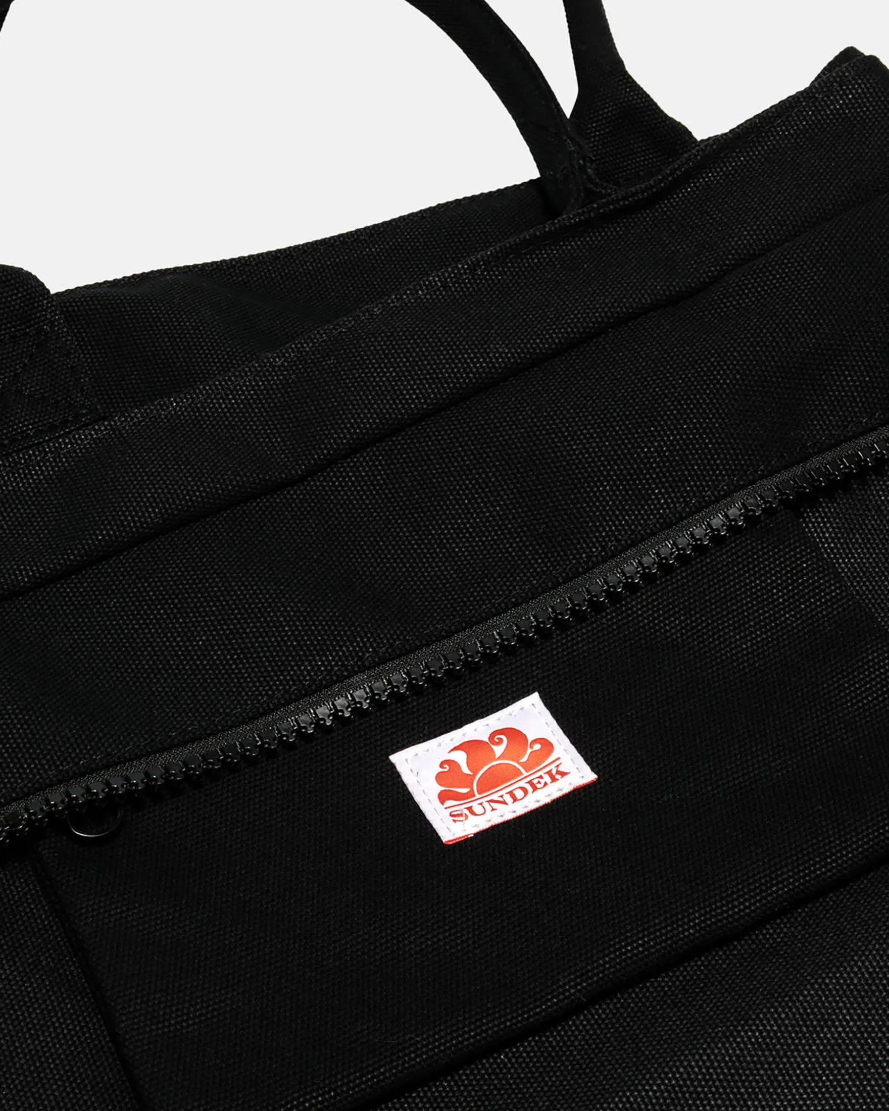 Tote bag nera in canvas di cotone con scritta logo bianca stampata