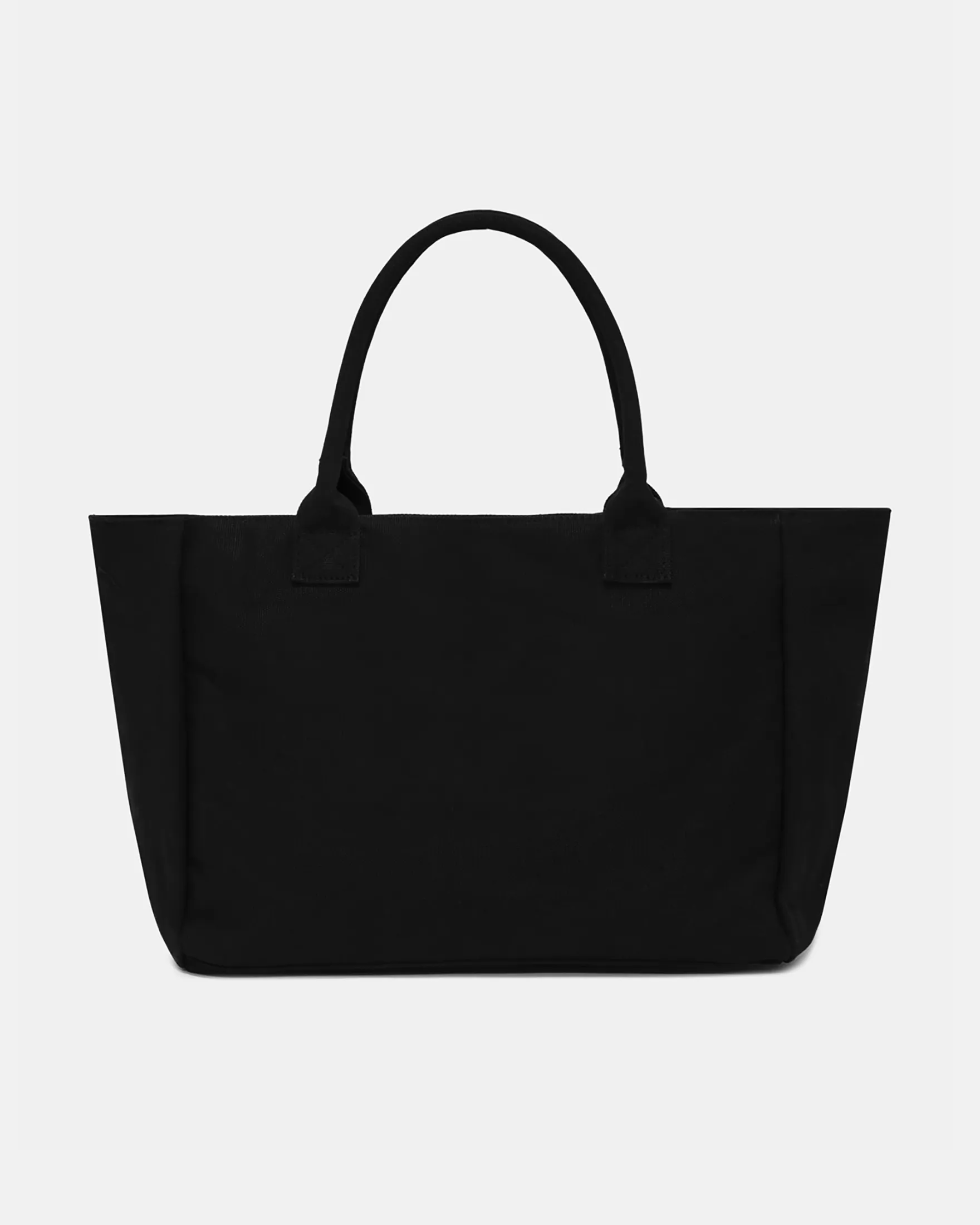 Tote bag nera in canvas di cotone con scritta logo bianca stampata
