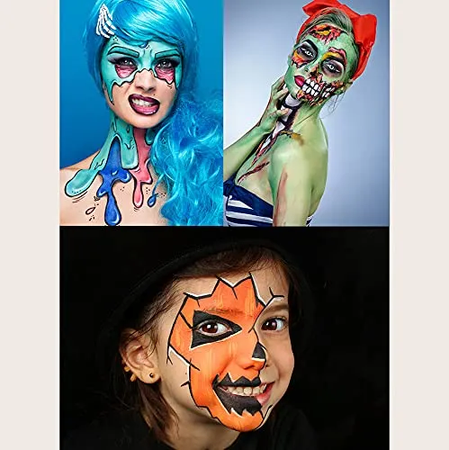 Trucco Acqua Premium con Spugna per Feste per Bambini Feste a Tema Carnevale di Halloween Zombie vampiri Clown Bianca