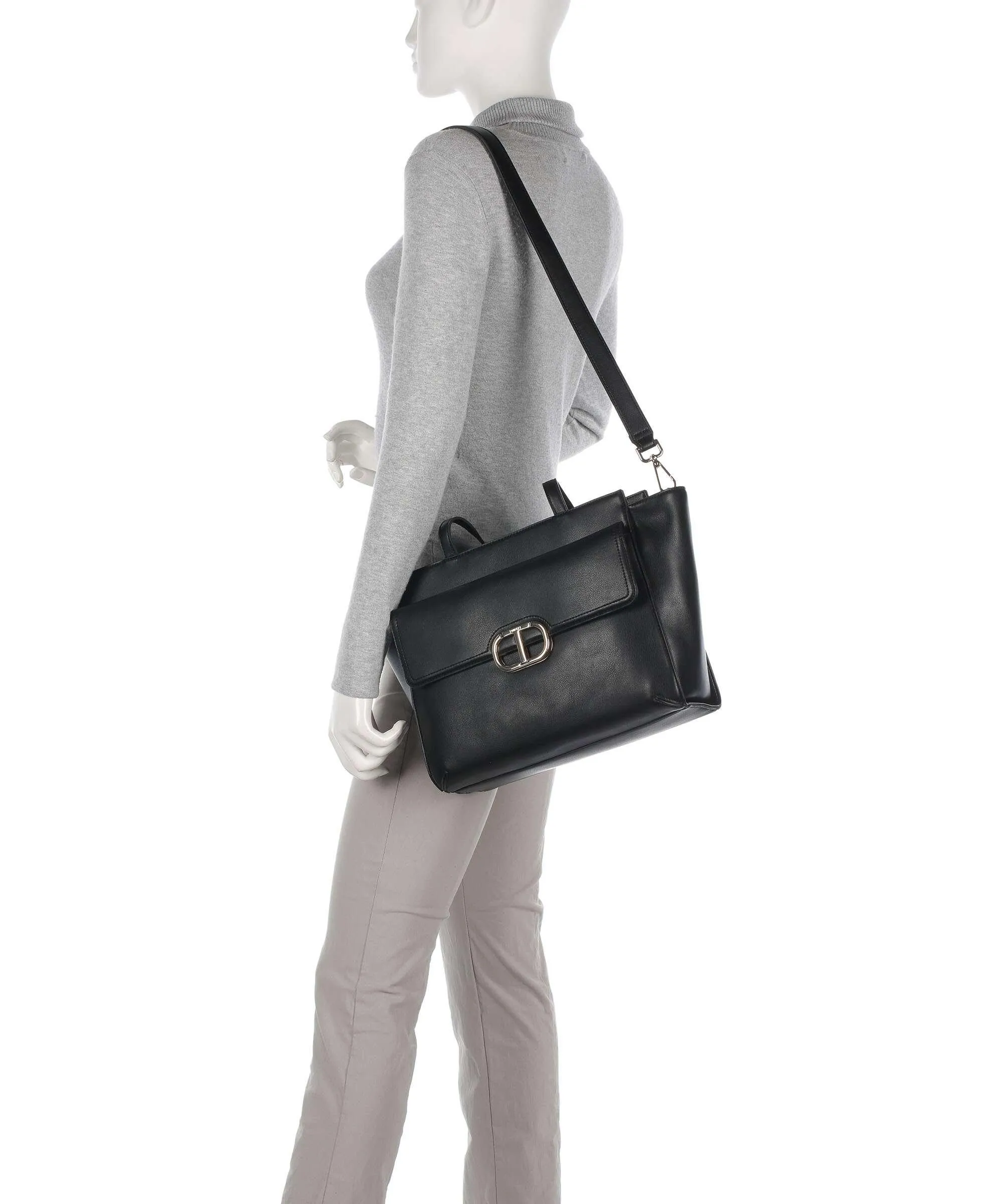  Twinset Madame Borsa shopper pelle sintetica nero  