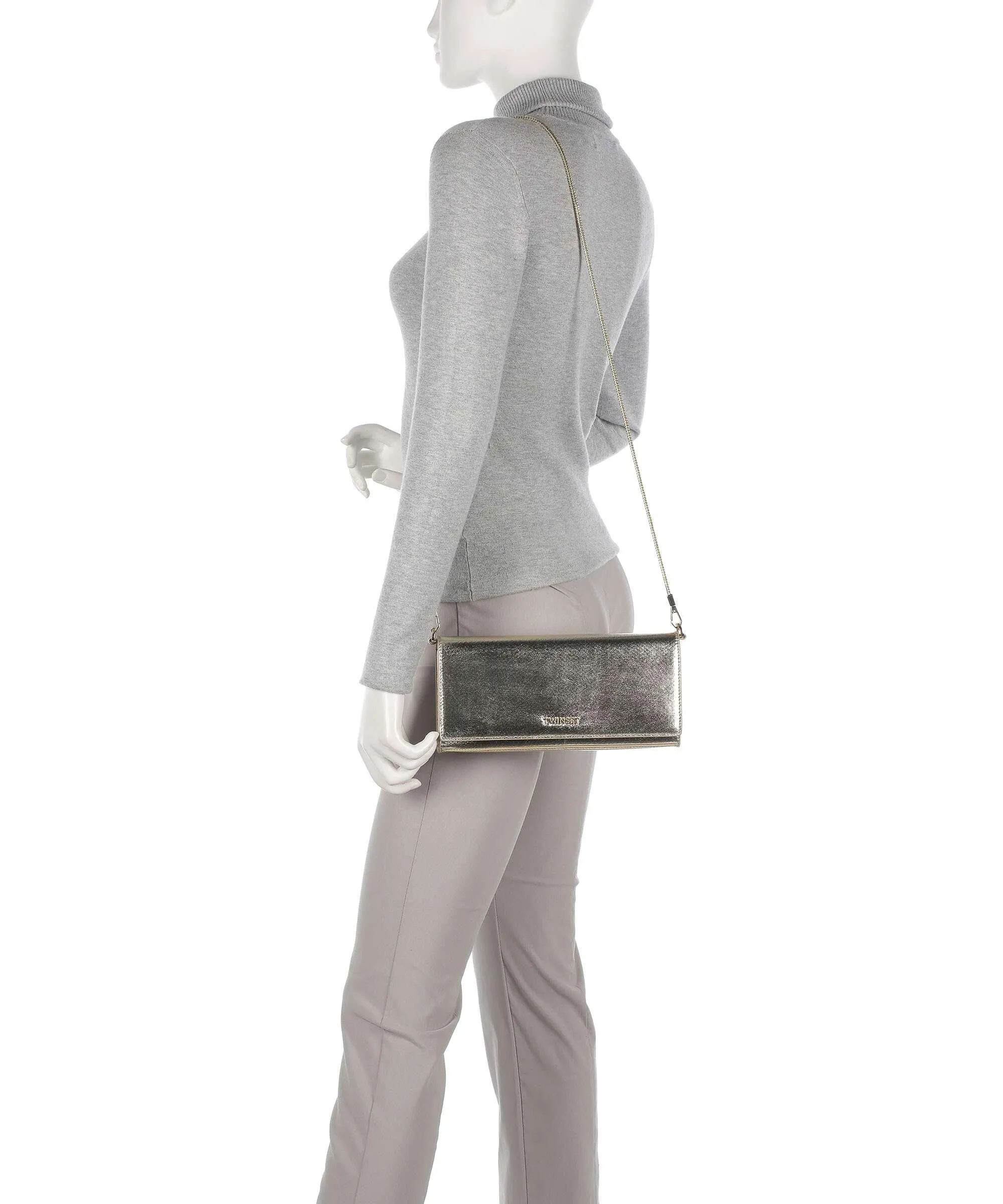  Twinset Shiny Borsa a tracolla pelle sintetica oro  