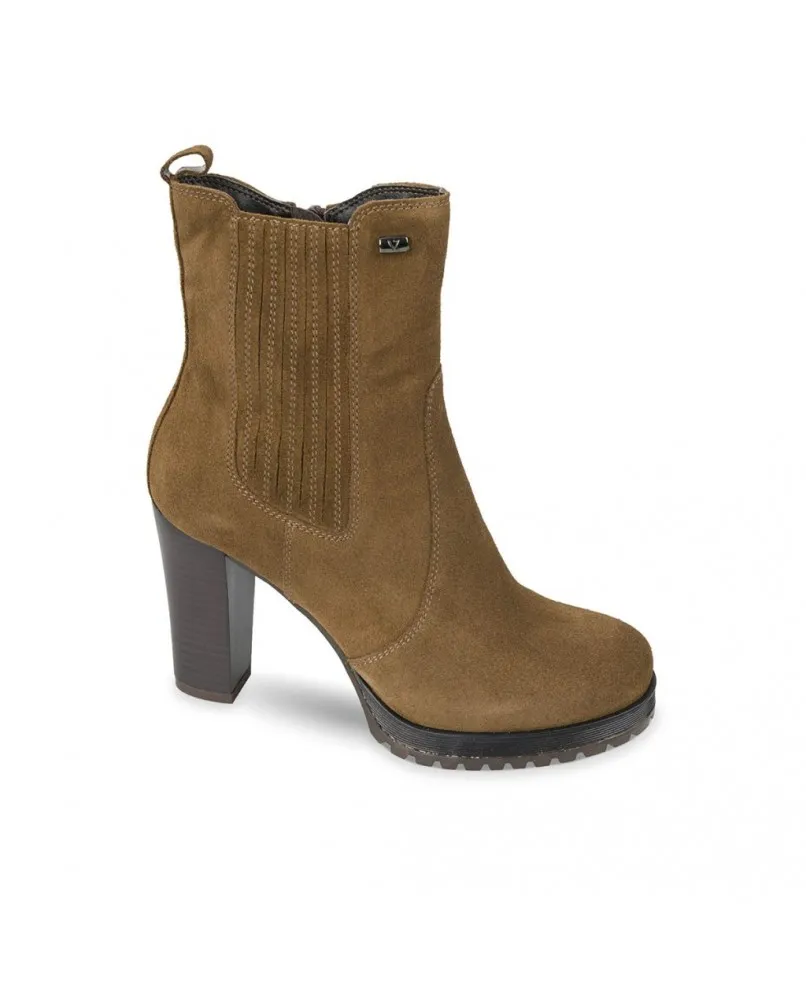 VALLEVERDE 46350A tronchetto stivaletti tacco nero camoscio cuoio
