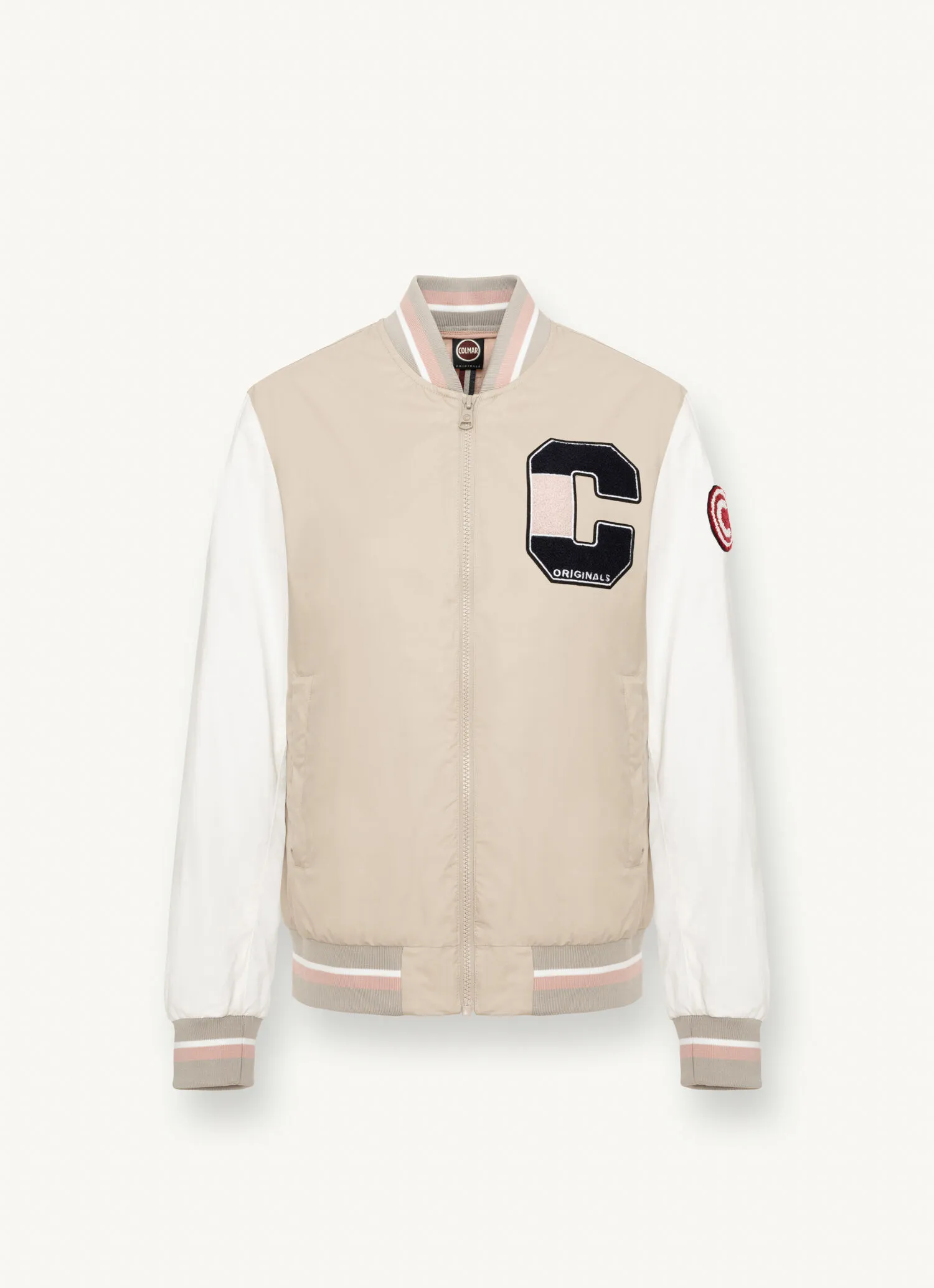 Varsity colour-block cotton bomber jacket