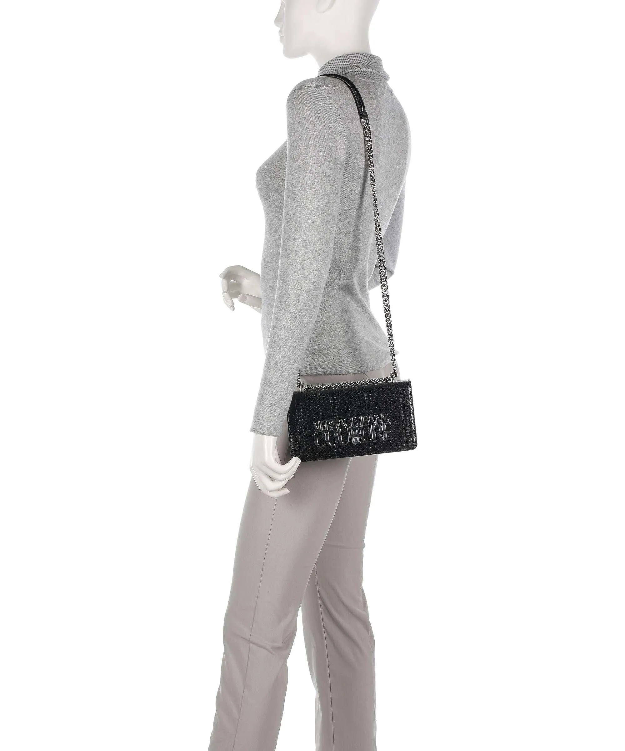  Versace Jeans Couture Logo Lock Borsa a spalla pelle sintetica nero  