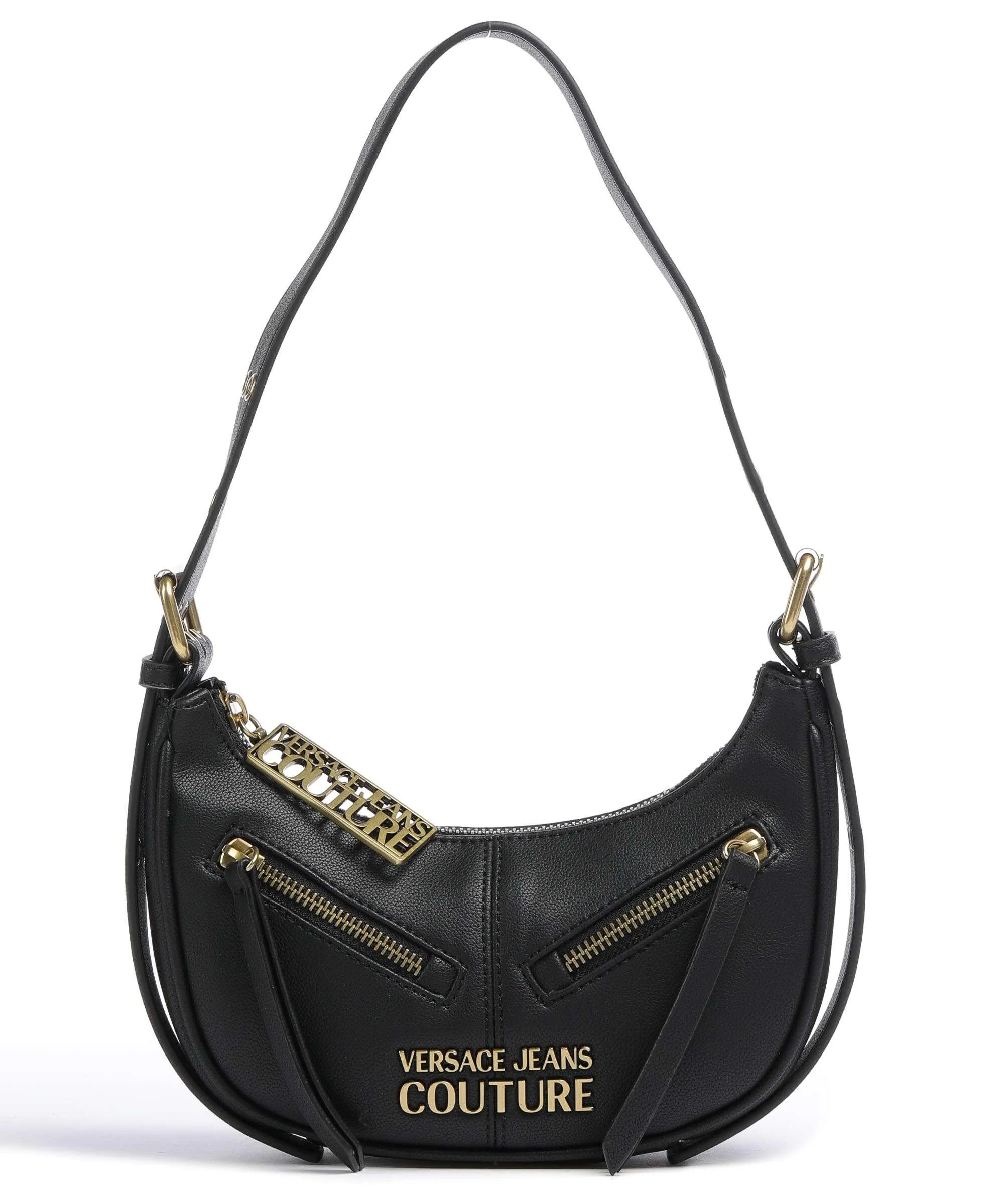  Versace Jeans Couture Zipper Borsa a spalla pelle sintetica nero  