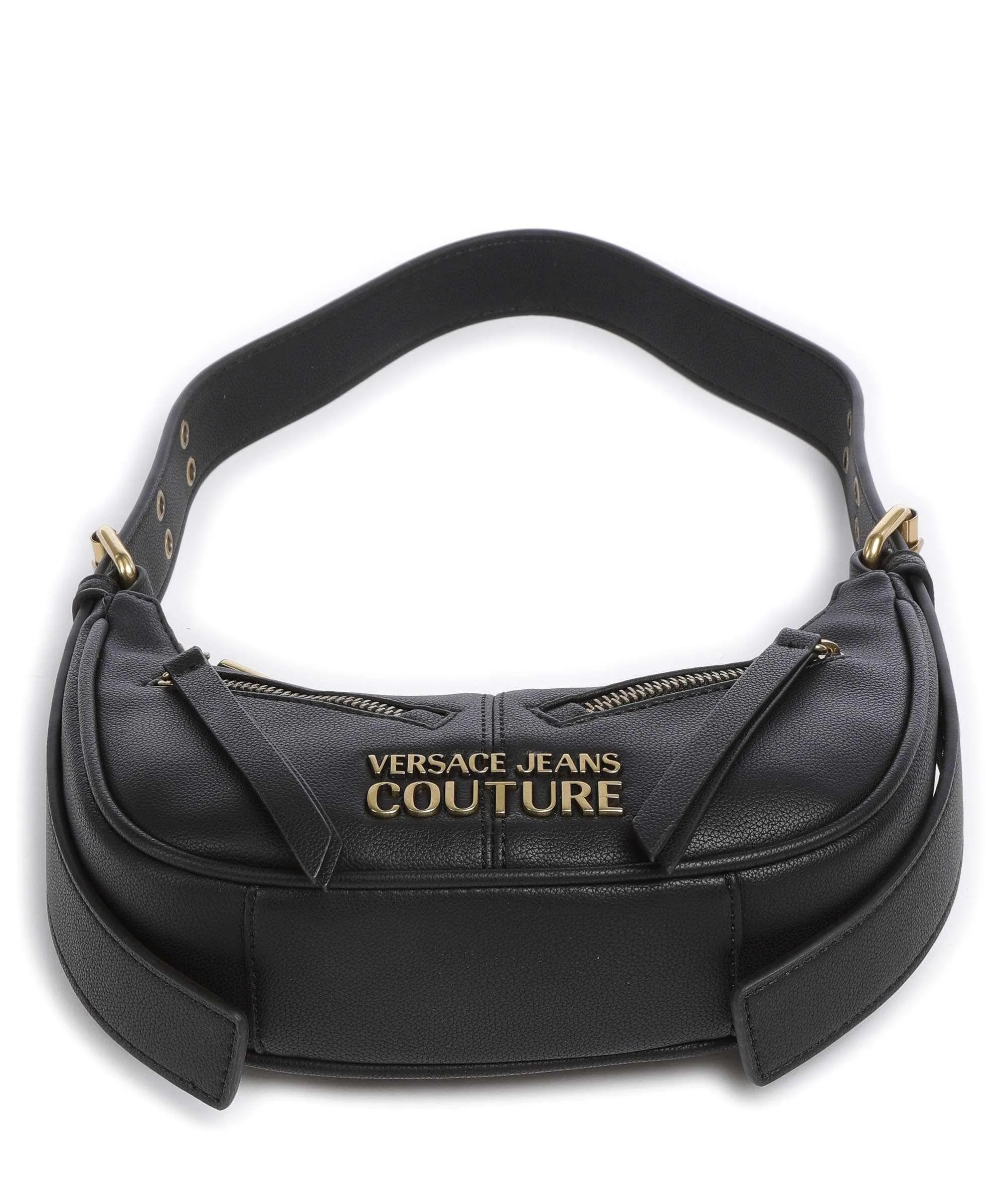  Versace Jeans Couture Zipper Borsa a spalla pelle sintetica nero  
