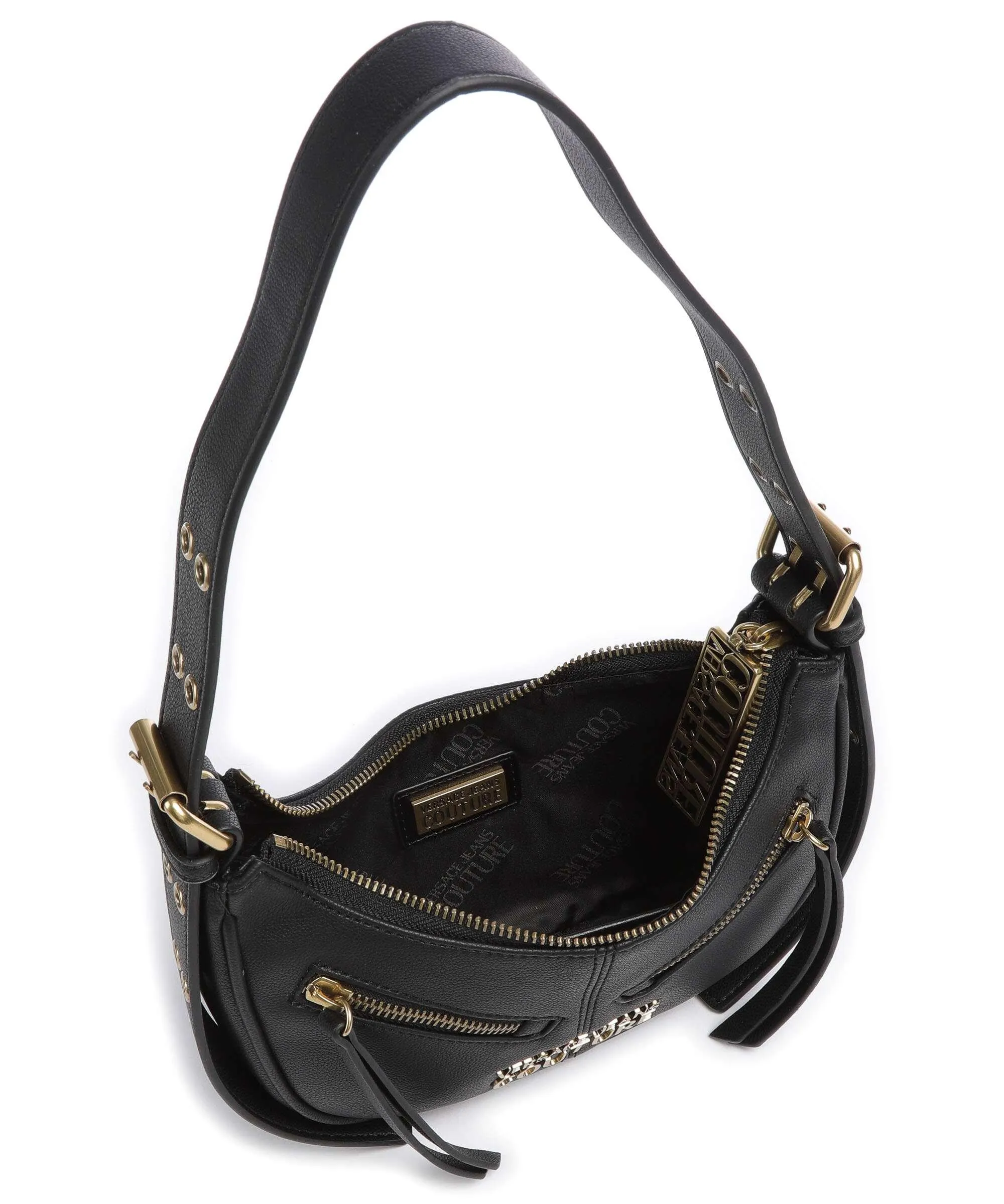  Versace Jeans Couture Zipper Borsa a spalla pelle sintetica nero  