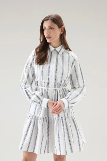 Vestito chemisier a balze in puro cotone                                                                                Milky Cr