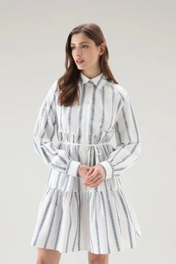 Vestito chemisier a balze in puro cotone                                                                                Milky Cr