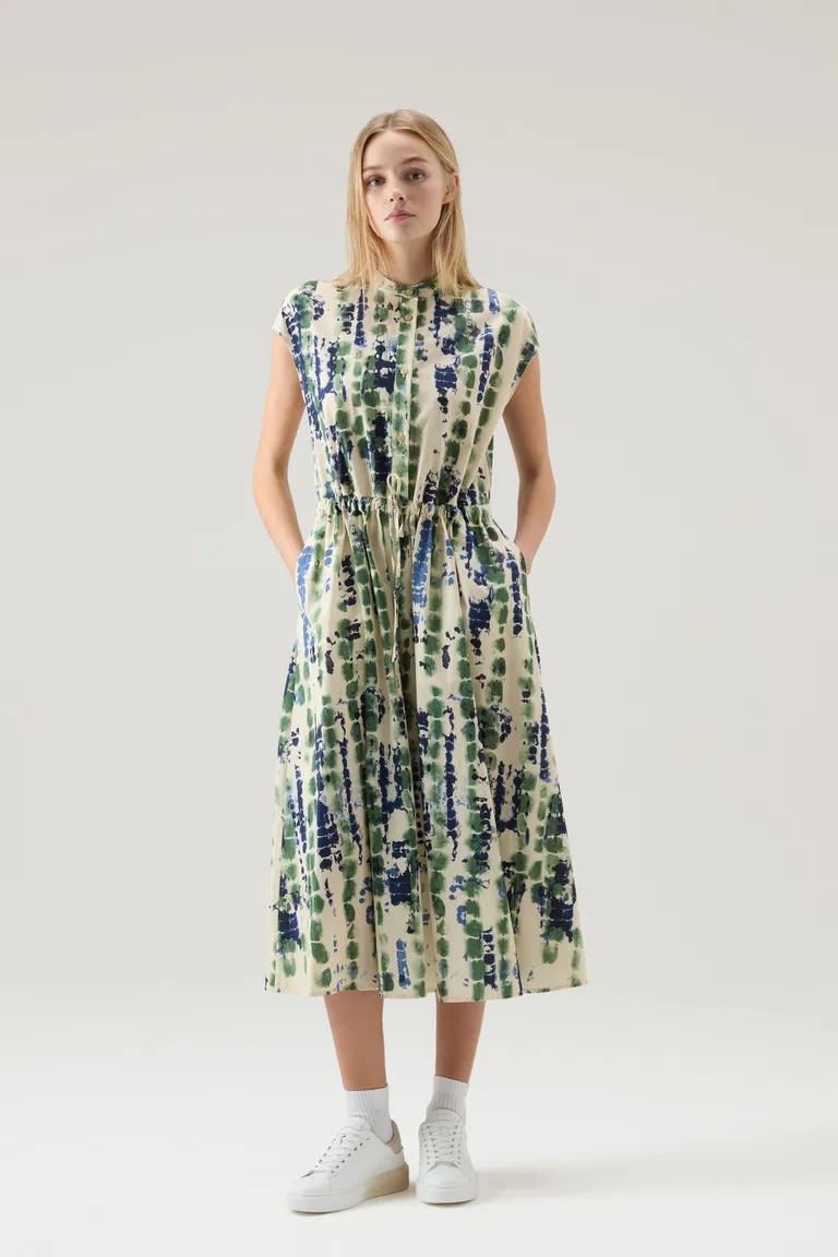 Vestito midi in popeline di cotone stampato                                                                                Light
