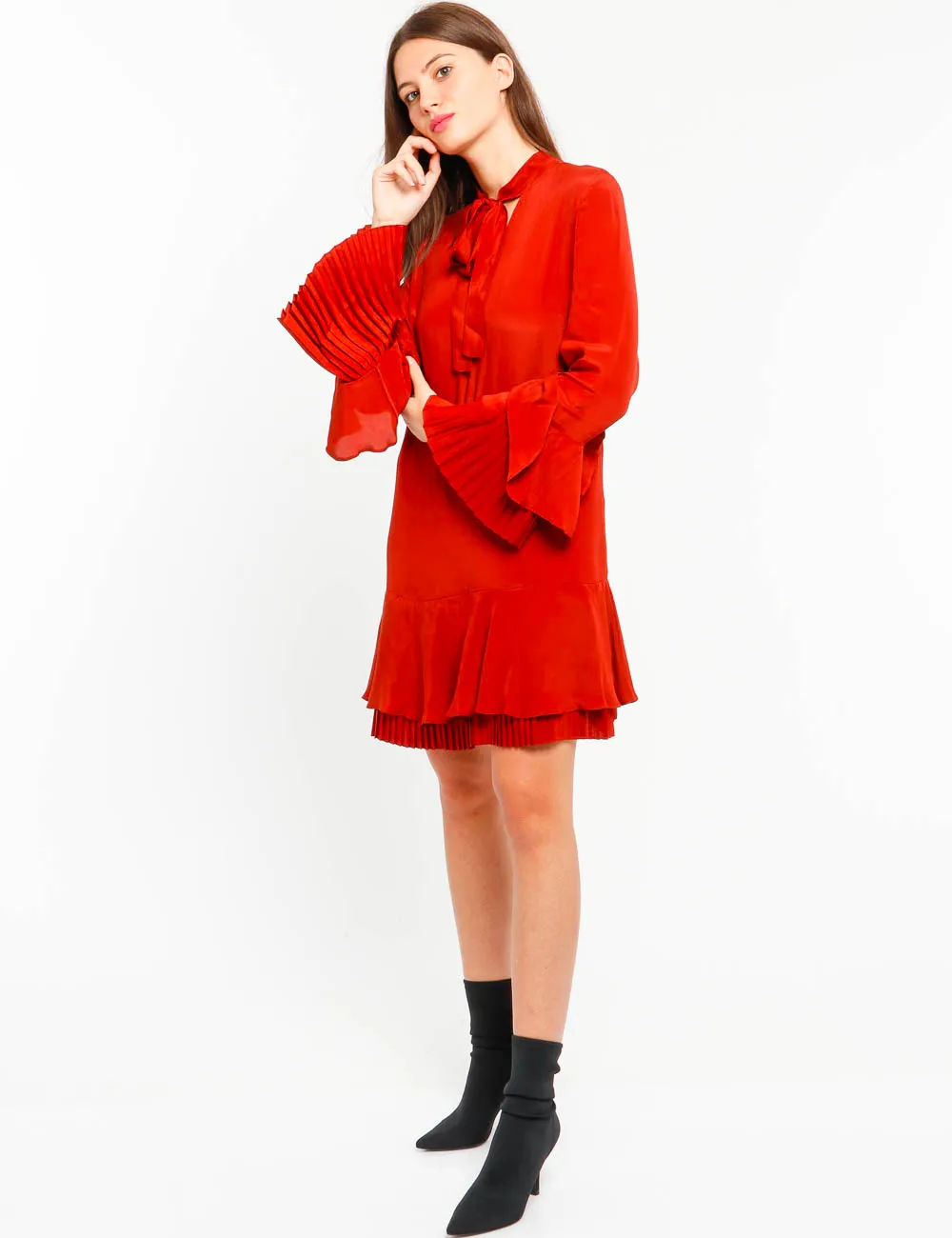 Vestito Twin Set con dettagli plissé