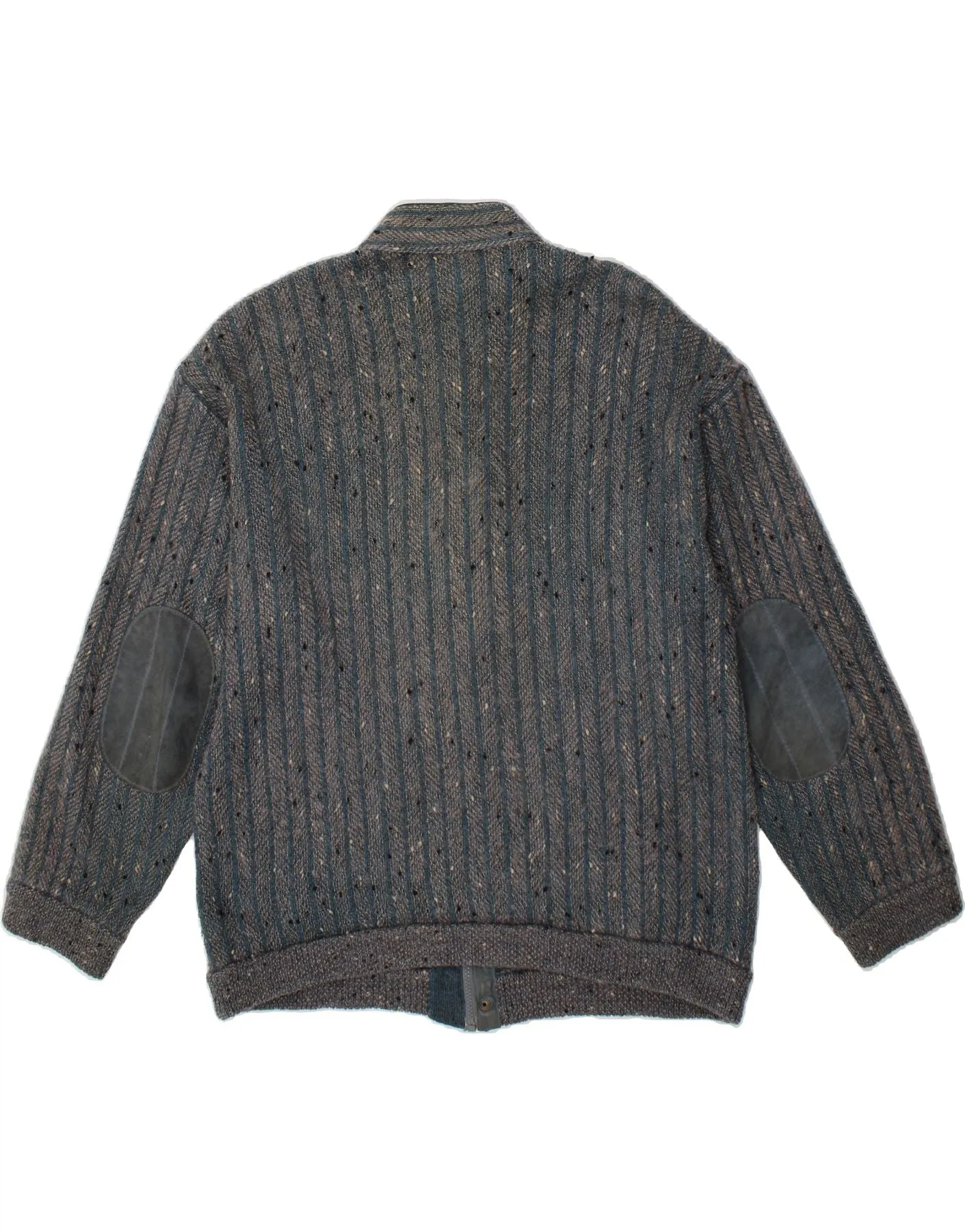 VINTAGE Mens Bomber Jacket UK 40 Large Blue Herringbone Alpaca Wool