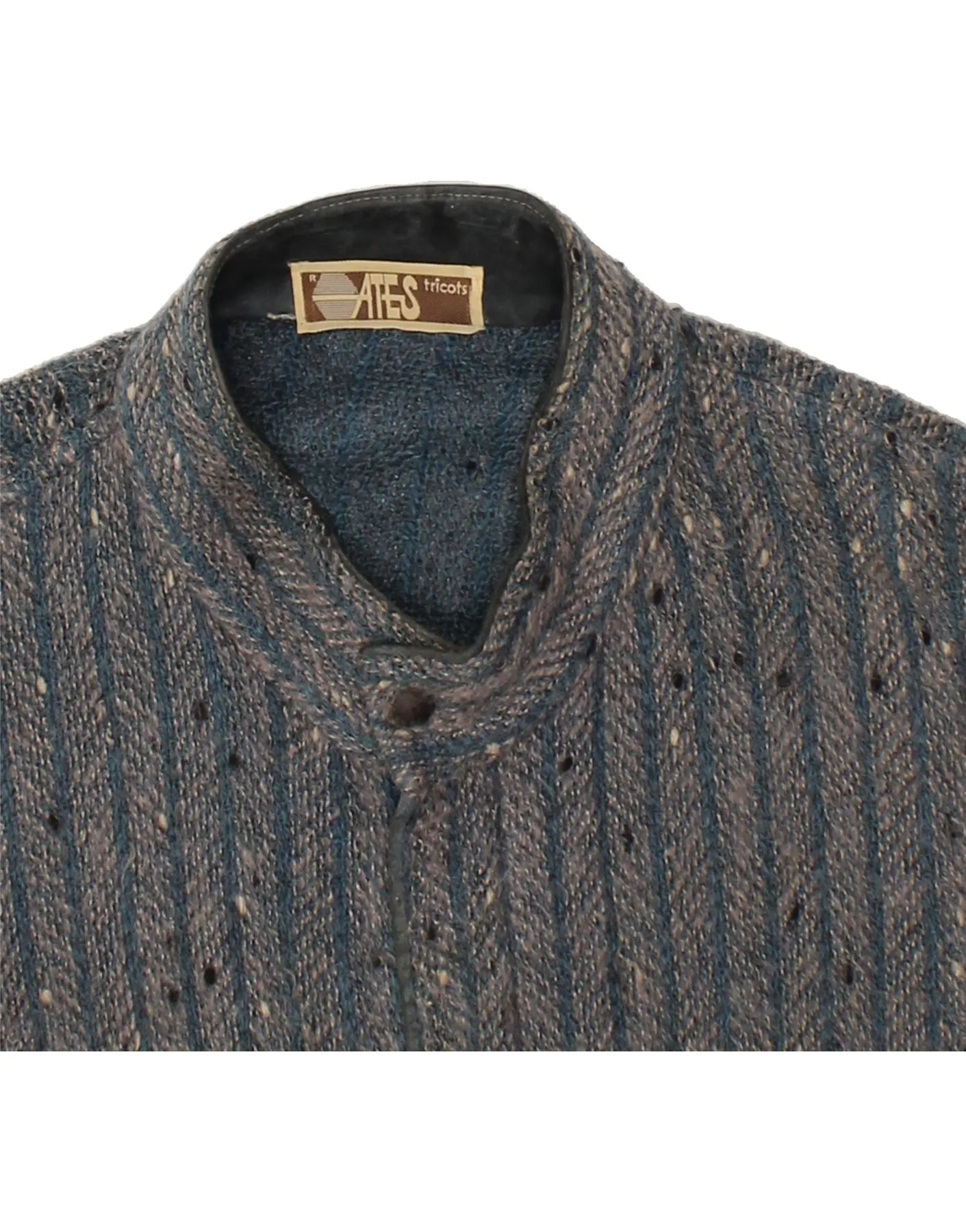 VINTAGE Mens Bomber Jacket UK 40 Large Blue Herringbone Alpaca Wool