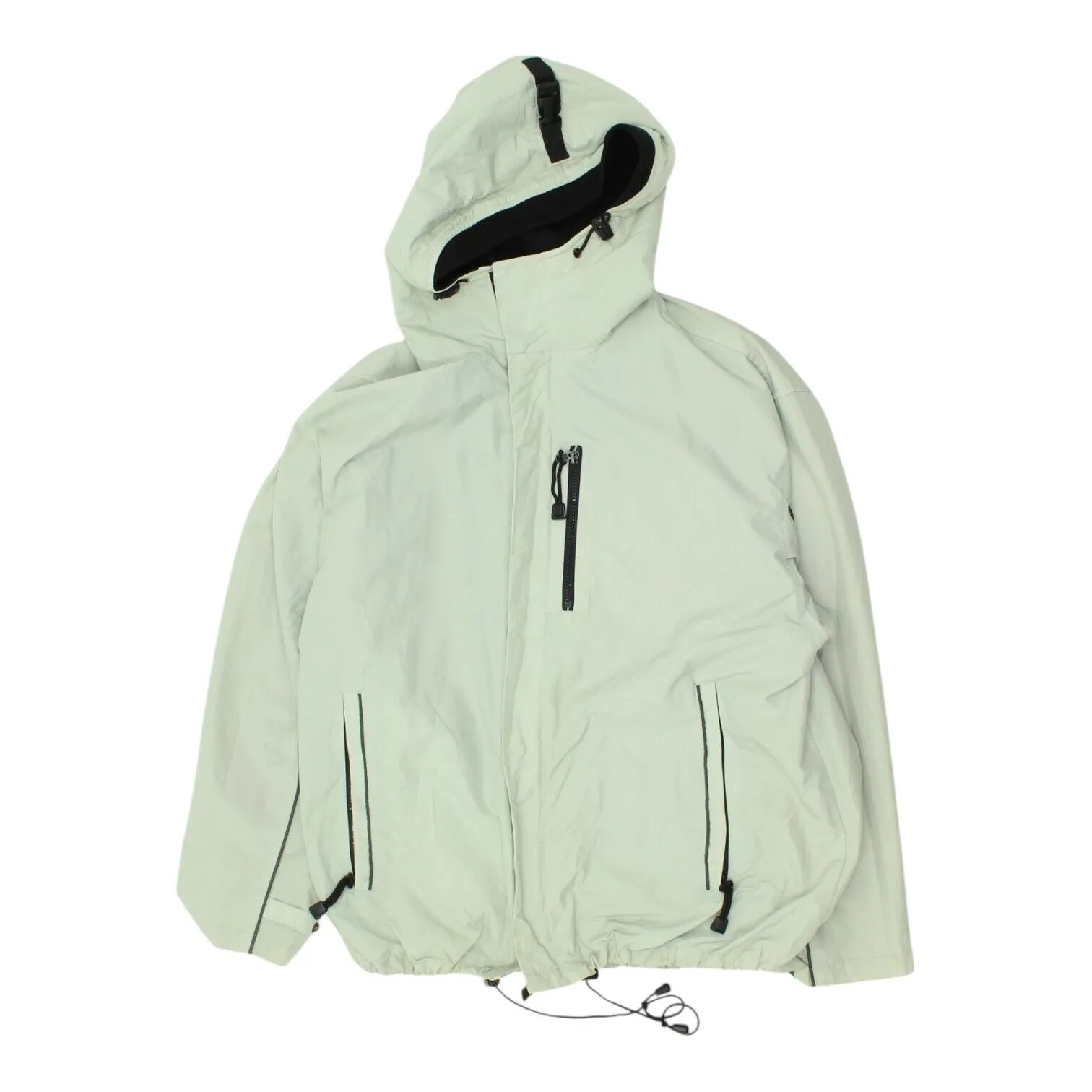 Vintage Mens Grey Full Zip Hooded Rain Jacket | Outdoors Coat Trekking VTG