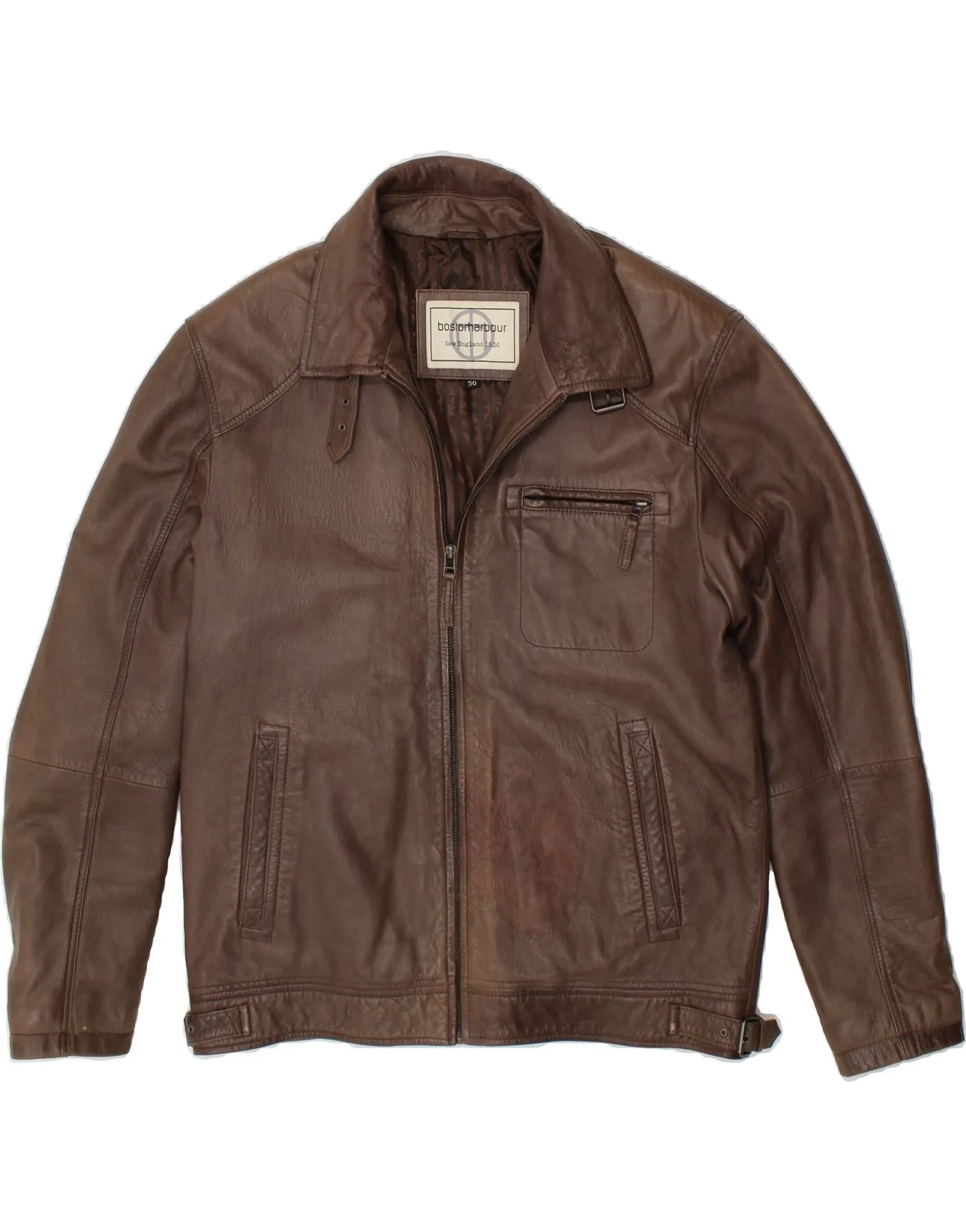VINTAGE Mens Leather Jacket IT 50 Large Brown Leather