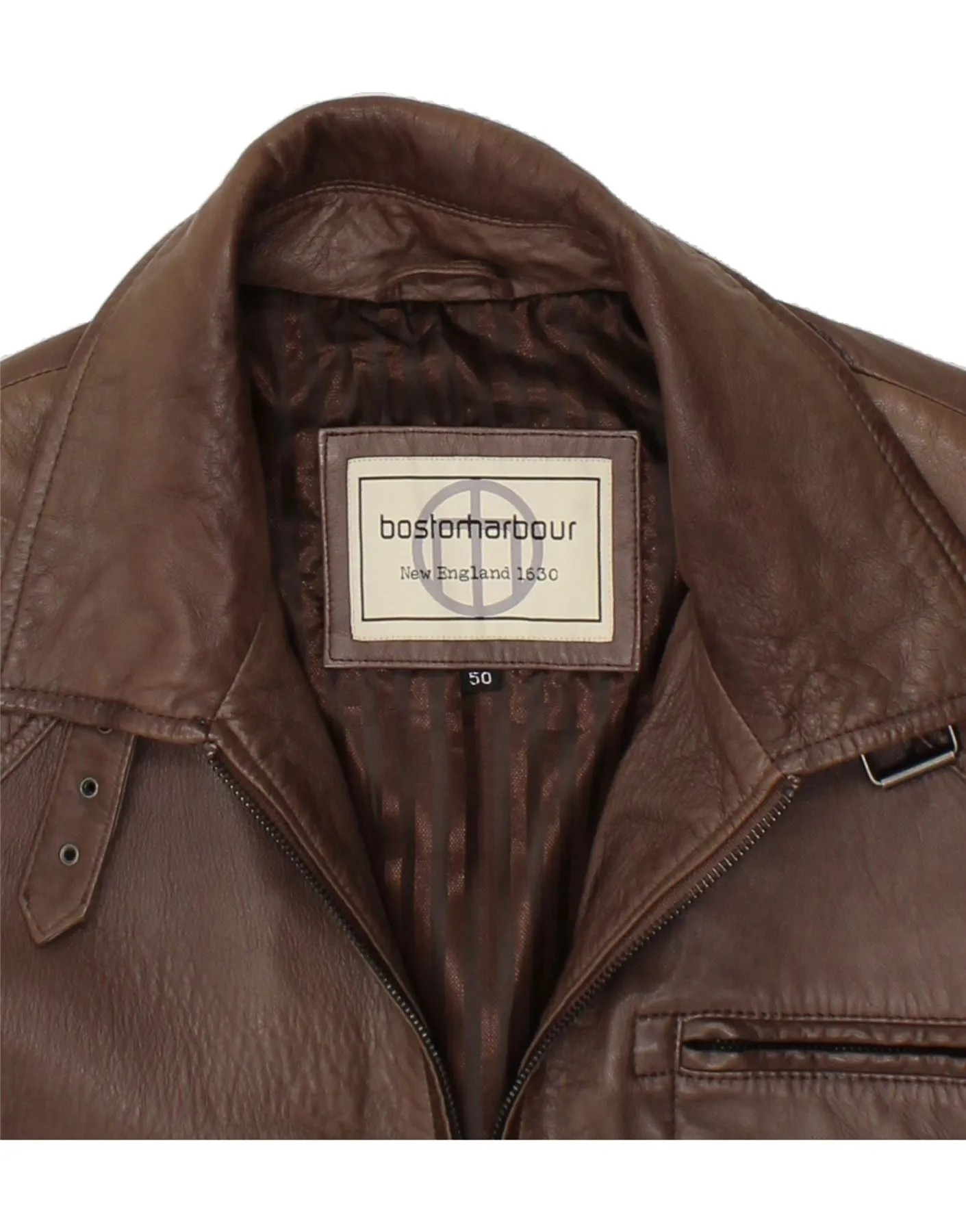 VINTAGE Mens Leather Jacket IT 50 Large Brown Leather