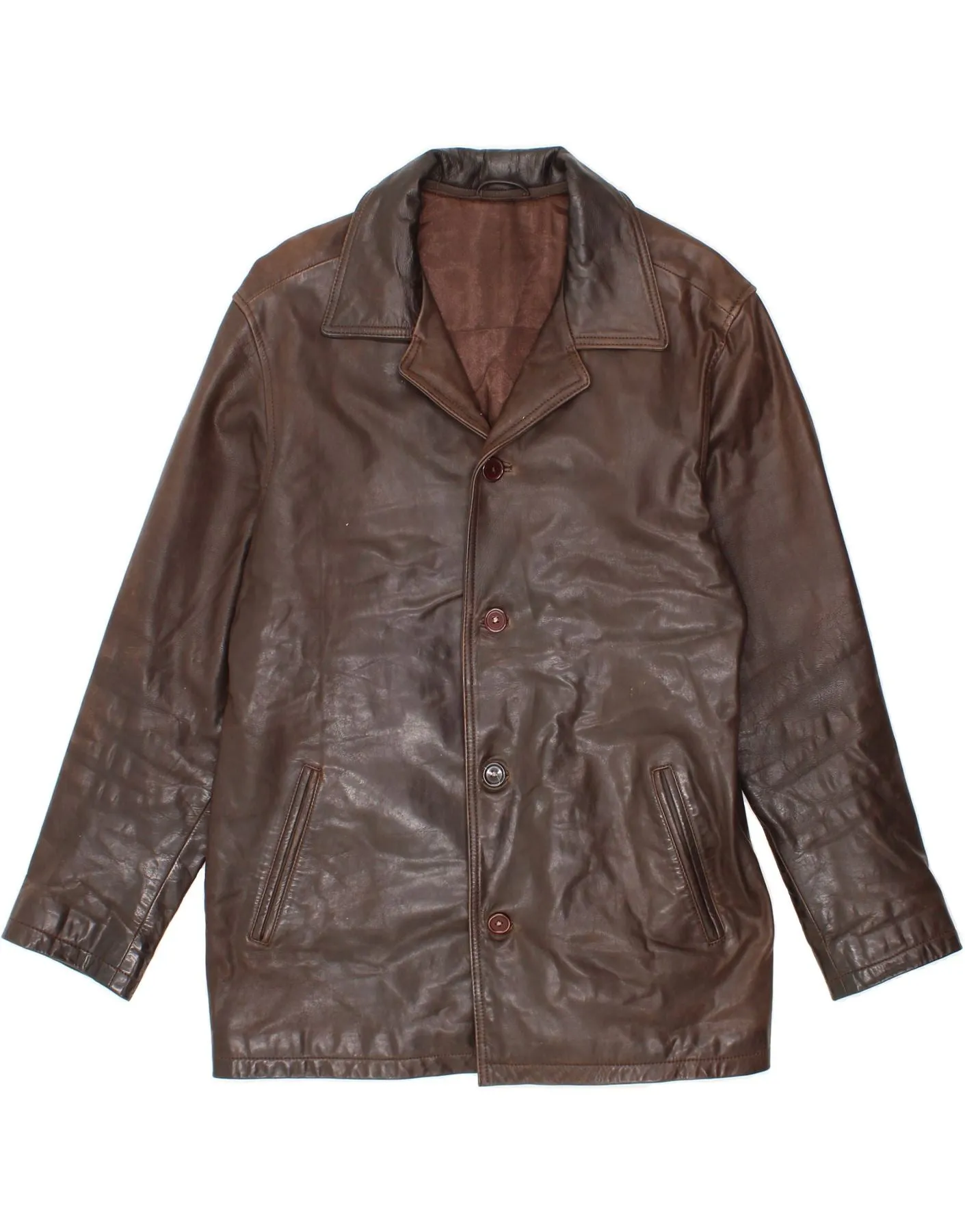 VINTAGE Mens Leather Jacket UK 38 Medium Brown Leather
