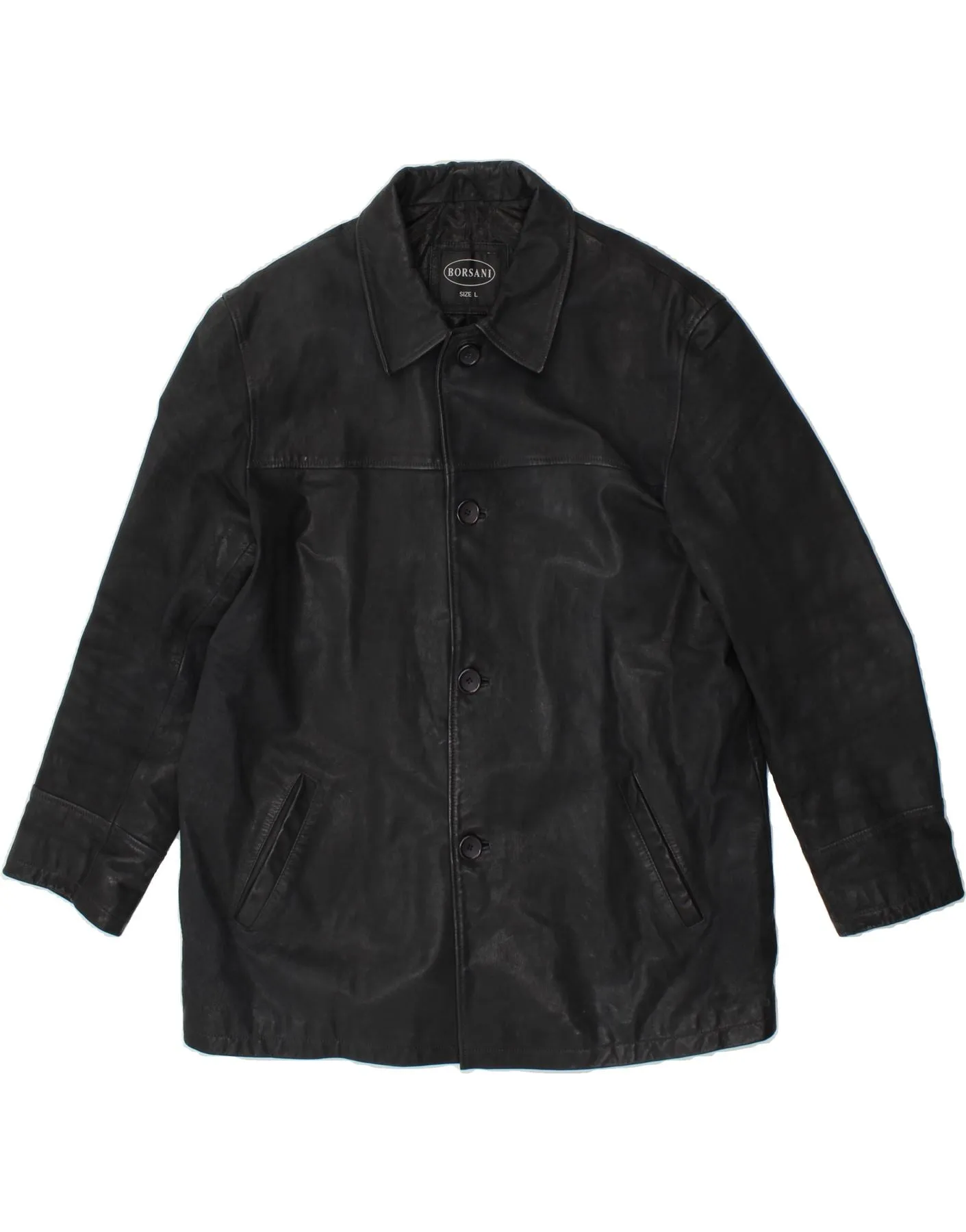 VINTAGE Mens Leather Jacket UK 40 Large Black Leather