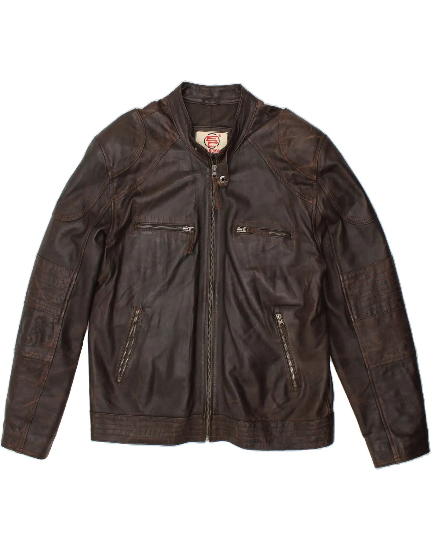 VINTAGE Mens Leather Jacket UK 42 XL Brown Leather