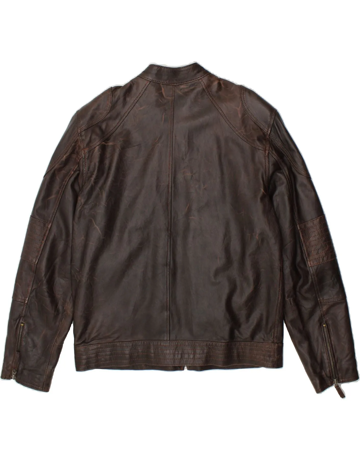 VINTAGE Mens Leather Jacket UK 42 XL Brown Leather