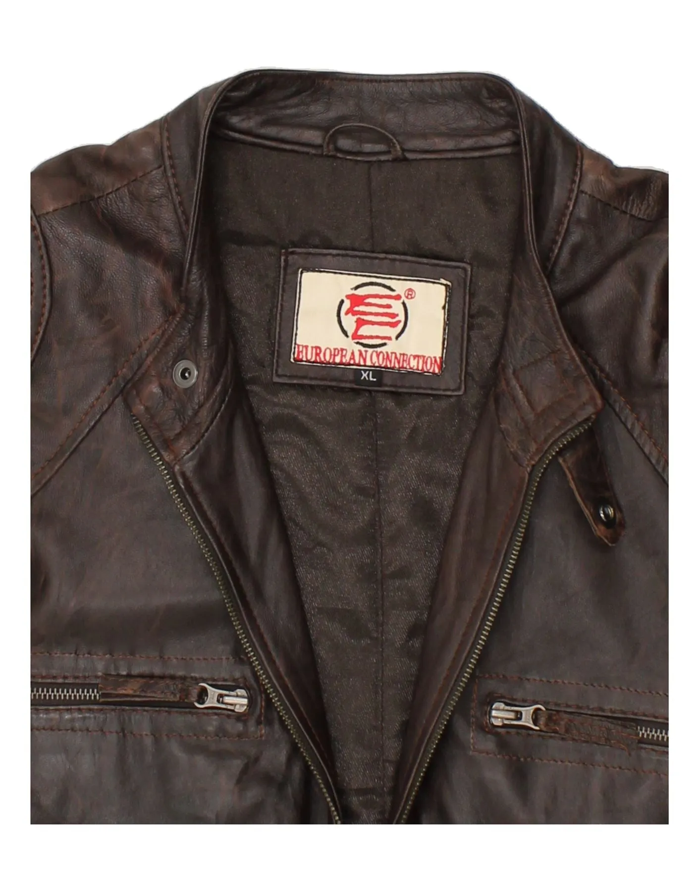 VINTAGE Mens Leather Jacket UK 42 XL Brown Leather