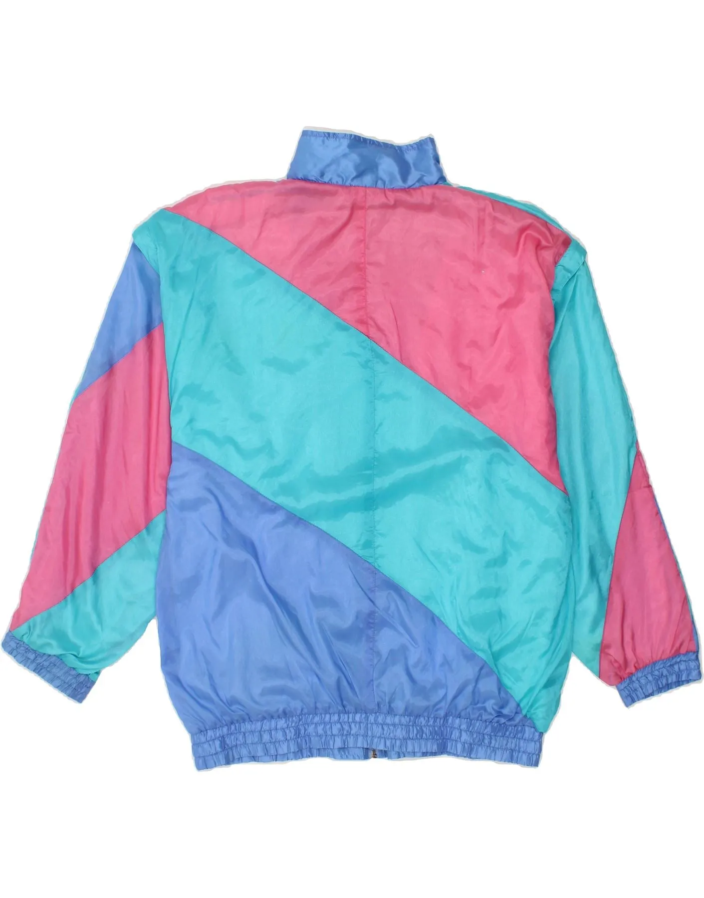 VINTAGE Mens Tracksuit Top Jacket Large Blue Colourblock Polyamide