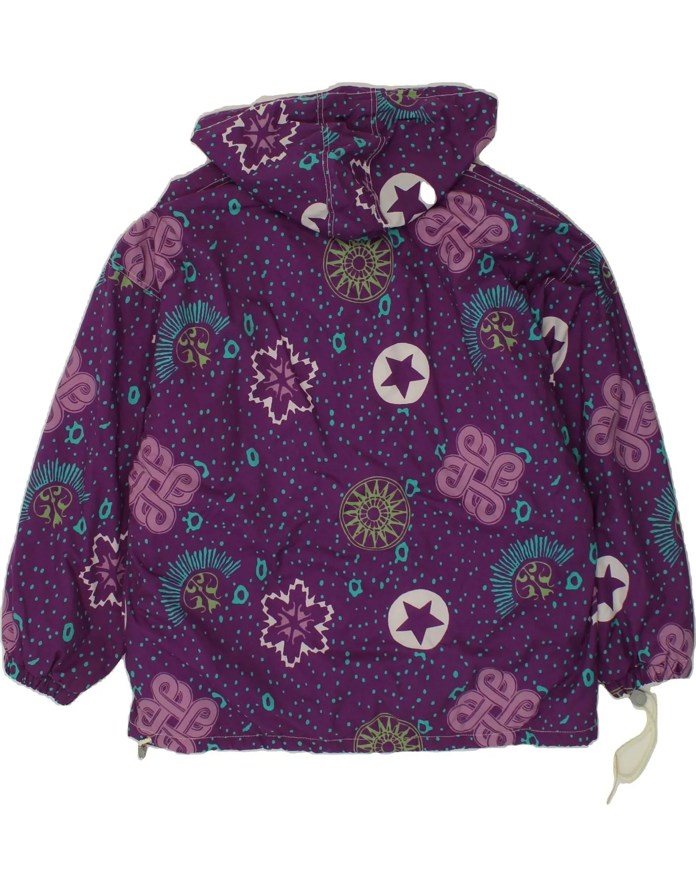 VINTAGE Womens Abstract Pattern Hooded Anorak Jacket UK 22 3XL Purple