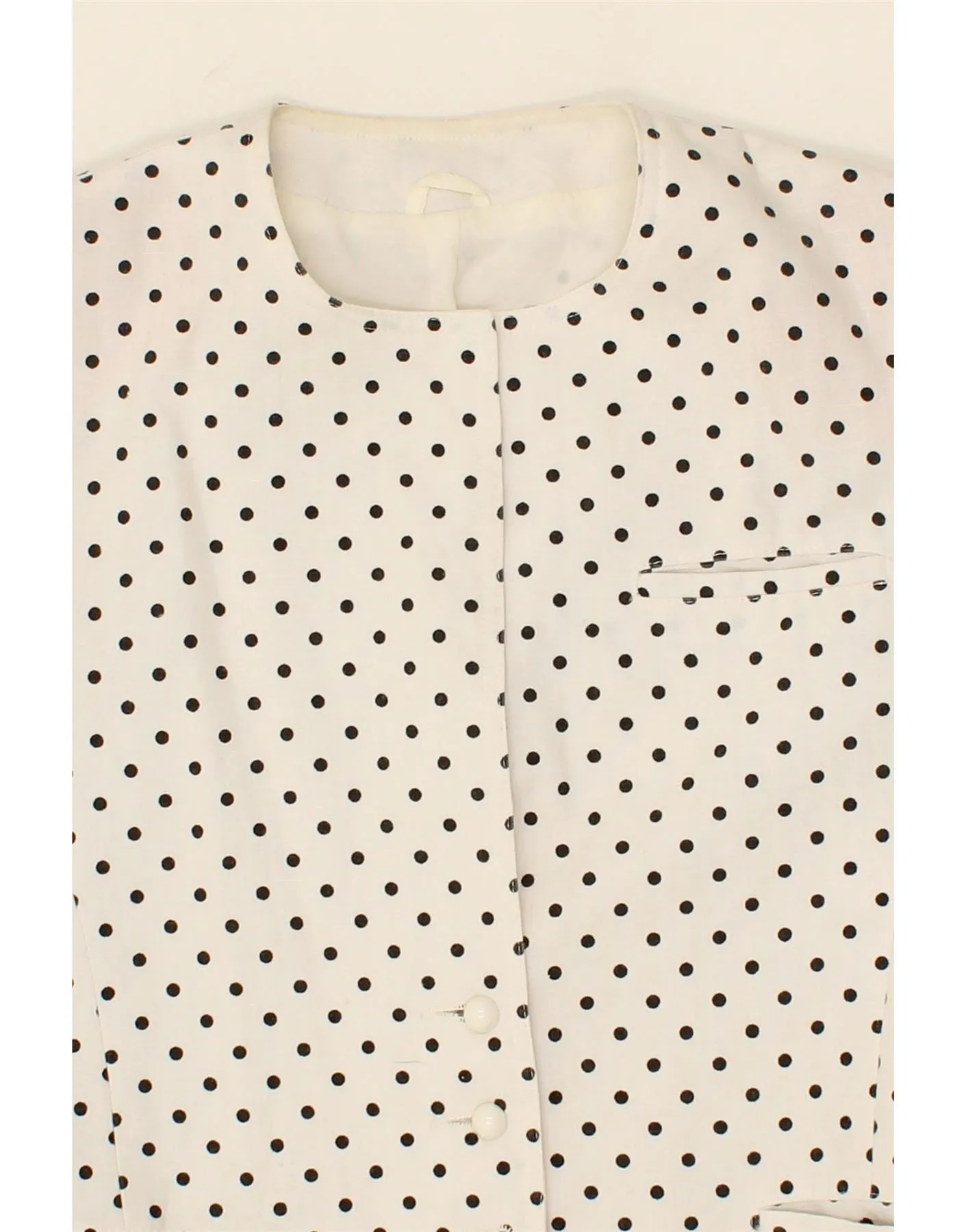 VINTAGE Womens Blazer Jacket UK 14 Large White Spotted Nylon
