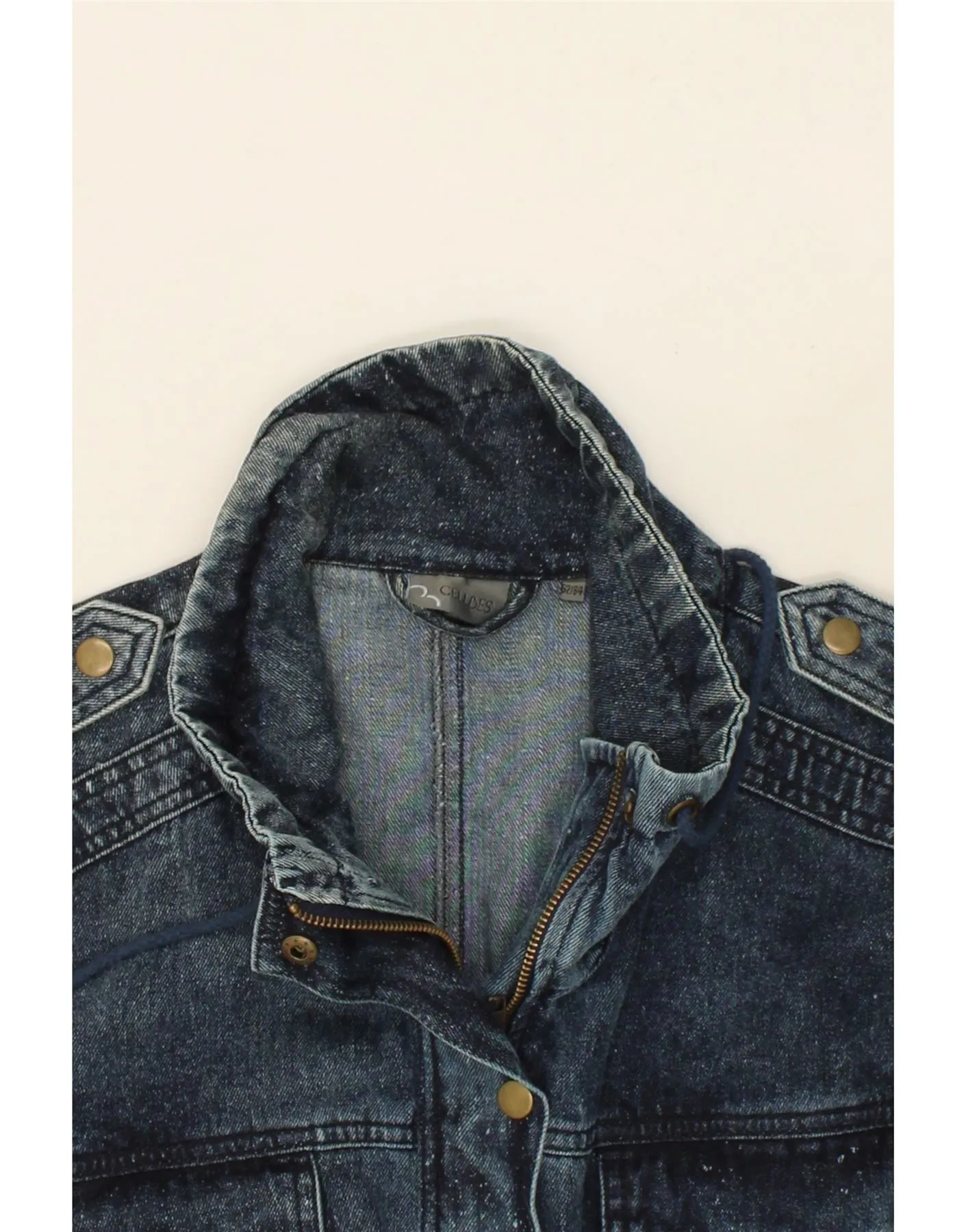 VINTAGE Womens Denim Jacket EU 52 3XL Navy Blue Cotton