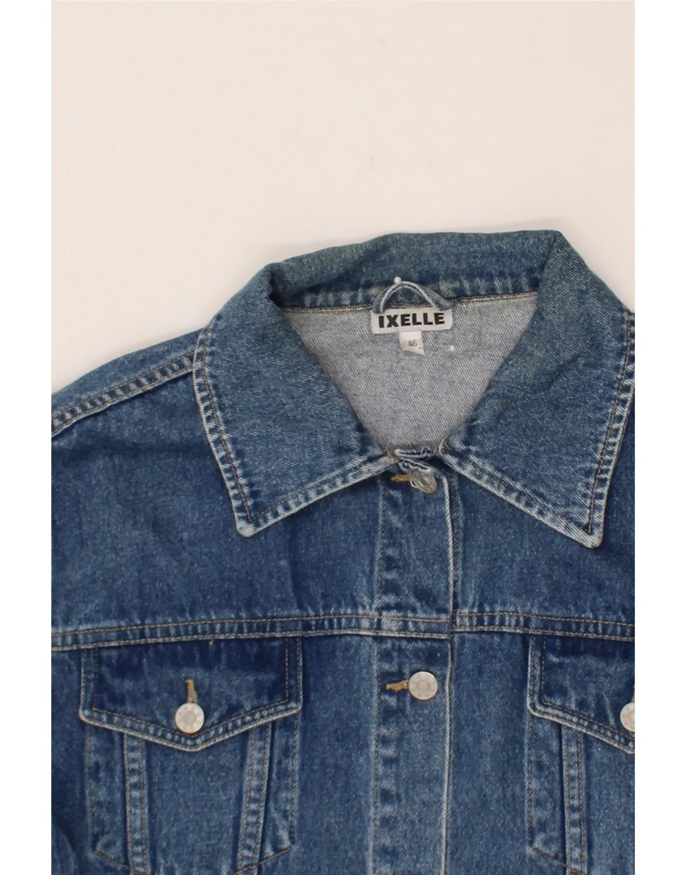 VINTAGE Womens Denim Jacket IT 46 Large Blue Cotton
