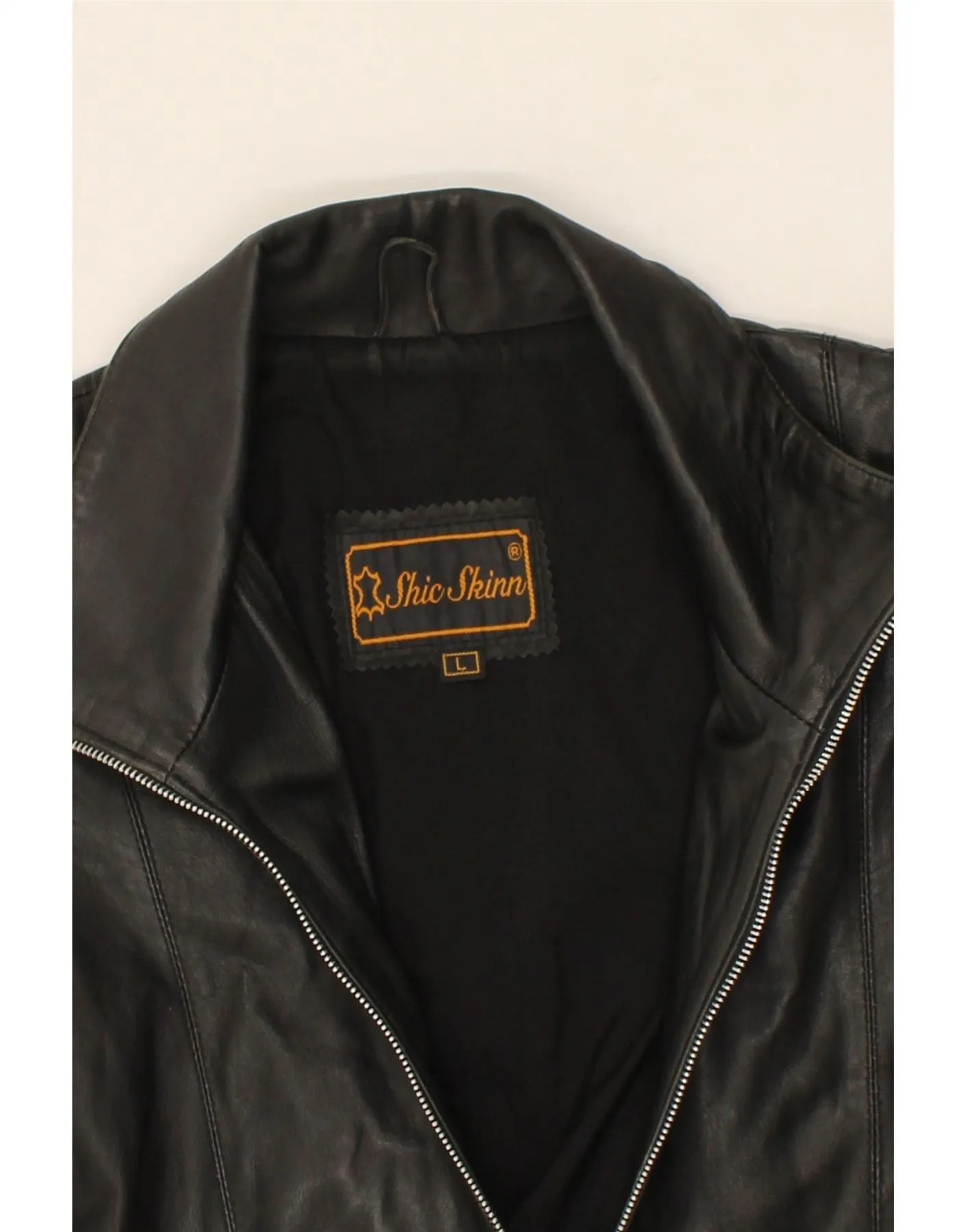 VINTAGE Womens Leather Jacket UK 14 Large Black Leather