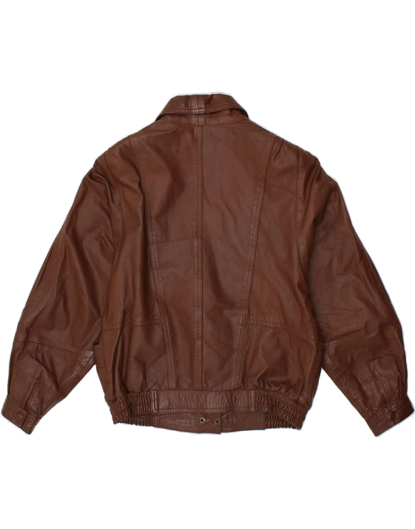 VINTAGE Womens Leather Jacket UK 16 Large Brown