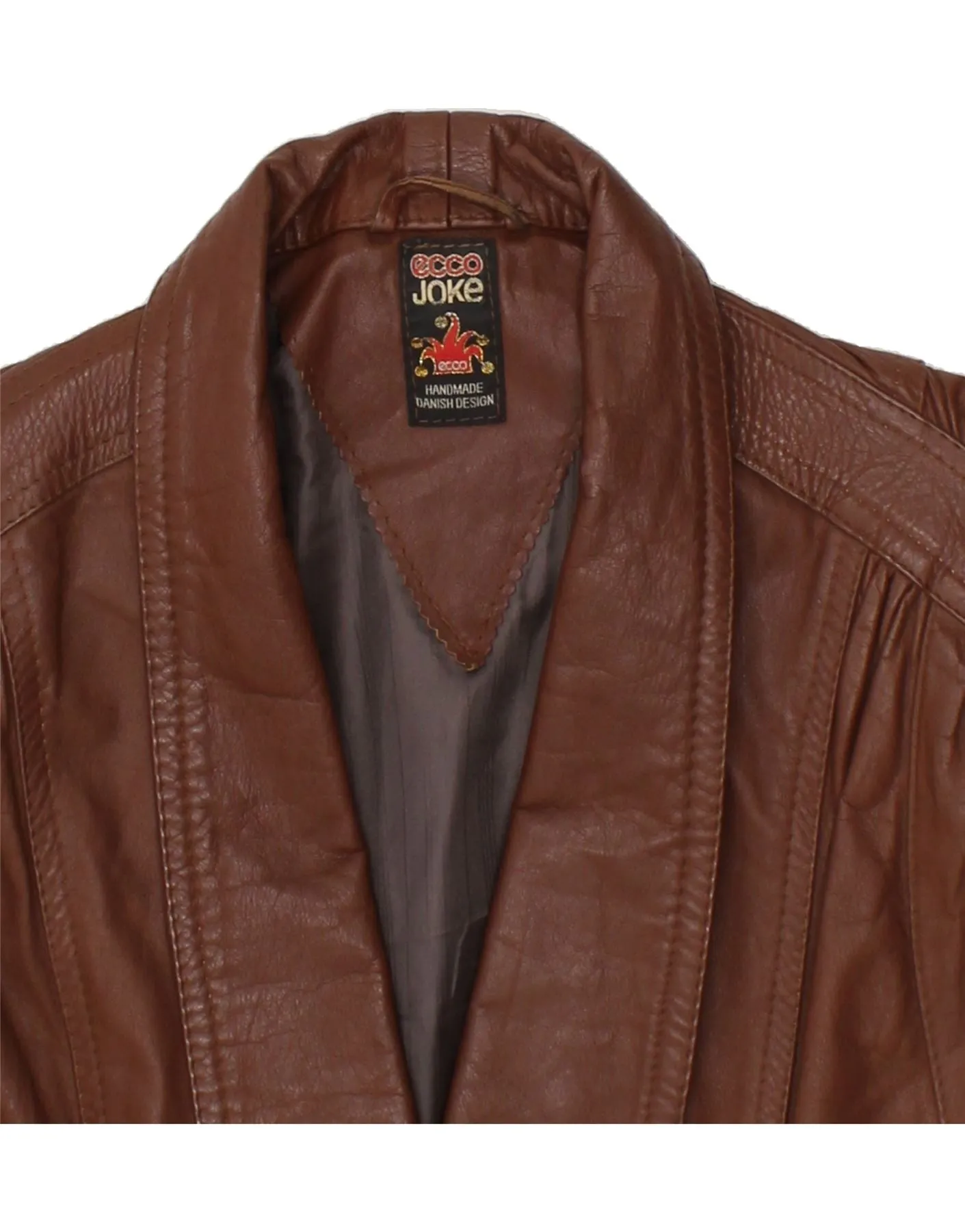 VINTAGE Womens Leather Jacket UK 16 Large Brown