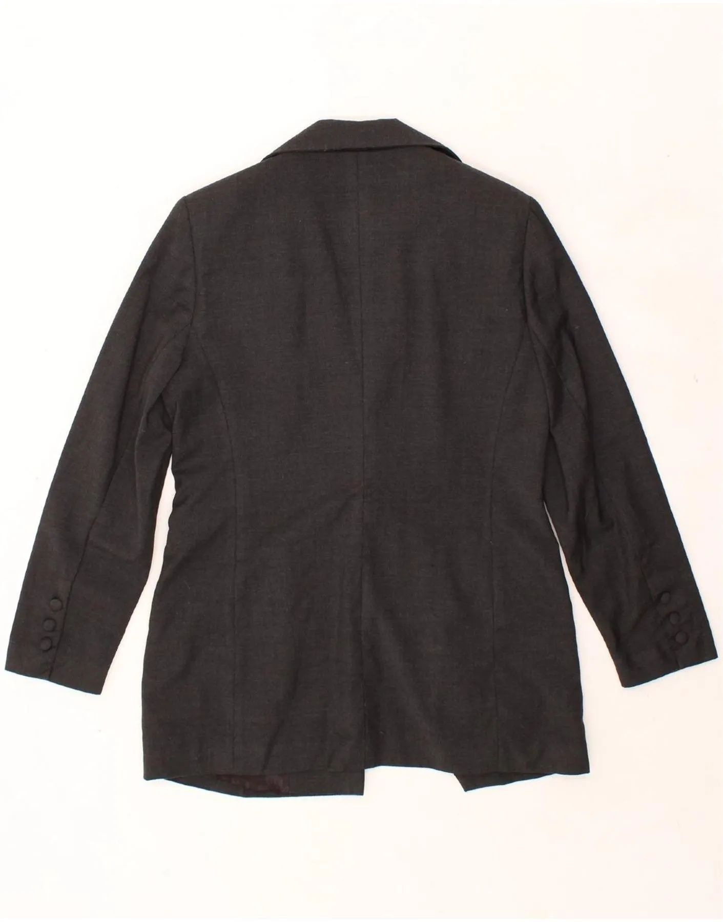 VINTAGE Womens Longline 1 Button Blazer Jacket EU 38 Medium Grey Viscose