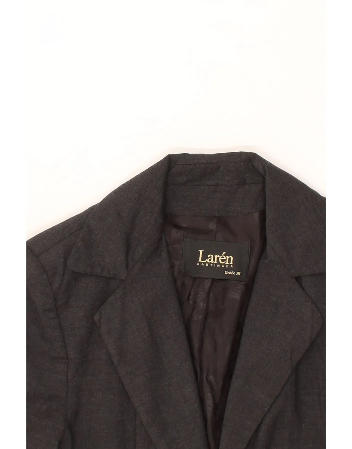 VINTAGE Womens Longline 1 Button Blazer Jacket EU 38 Medium Grey Viscose