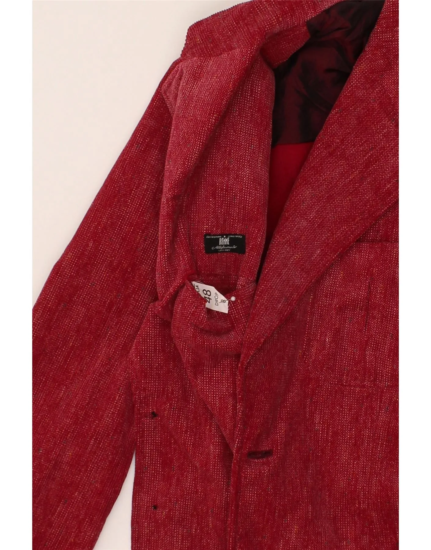 VINTAGE Womens Longline 2 Button Blazer Jacket IT 48 XL Burgundy