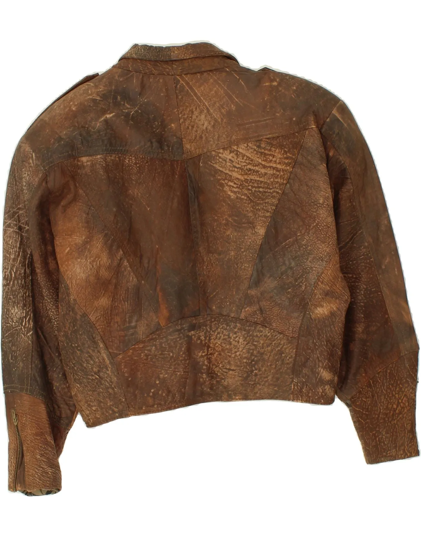 VINTAGE Womens Military Leather Jacket UK 16 Large Brown