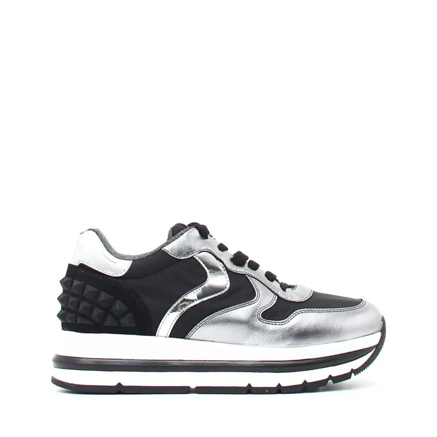 VOILE BLANCHE SNEAKERS 0012014312.02.1Q01 MARAN STUDS NAPPA LUX/NYLON ARGENTO - NERO