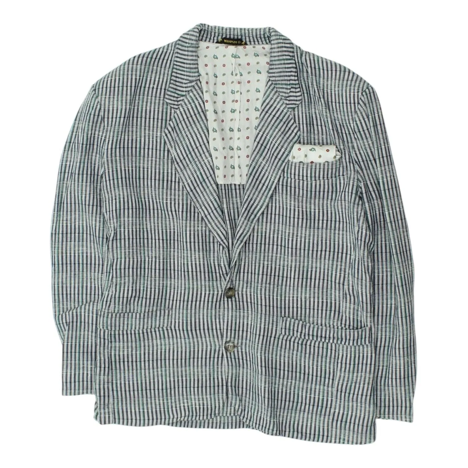 Wampum Mens Blue White Check Blazer Jacket | Vintage Smart Designer Suit VTG