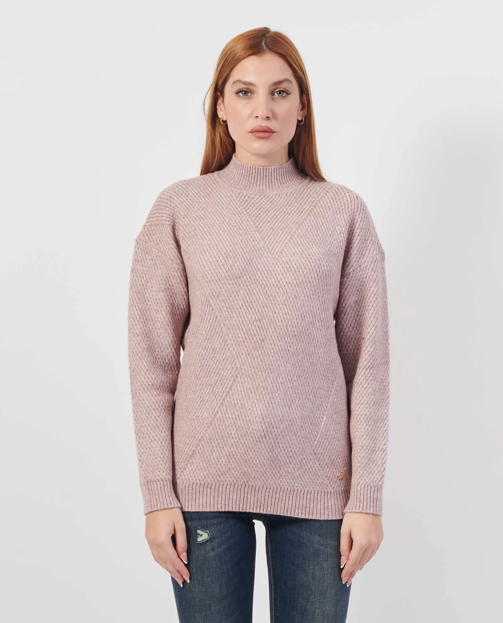 YES ZEE      Maglione a collo alto Yes Zee con trama all-over