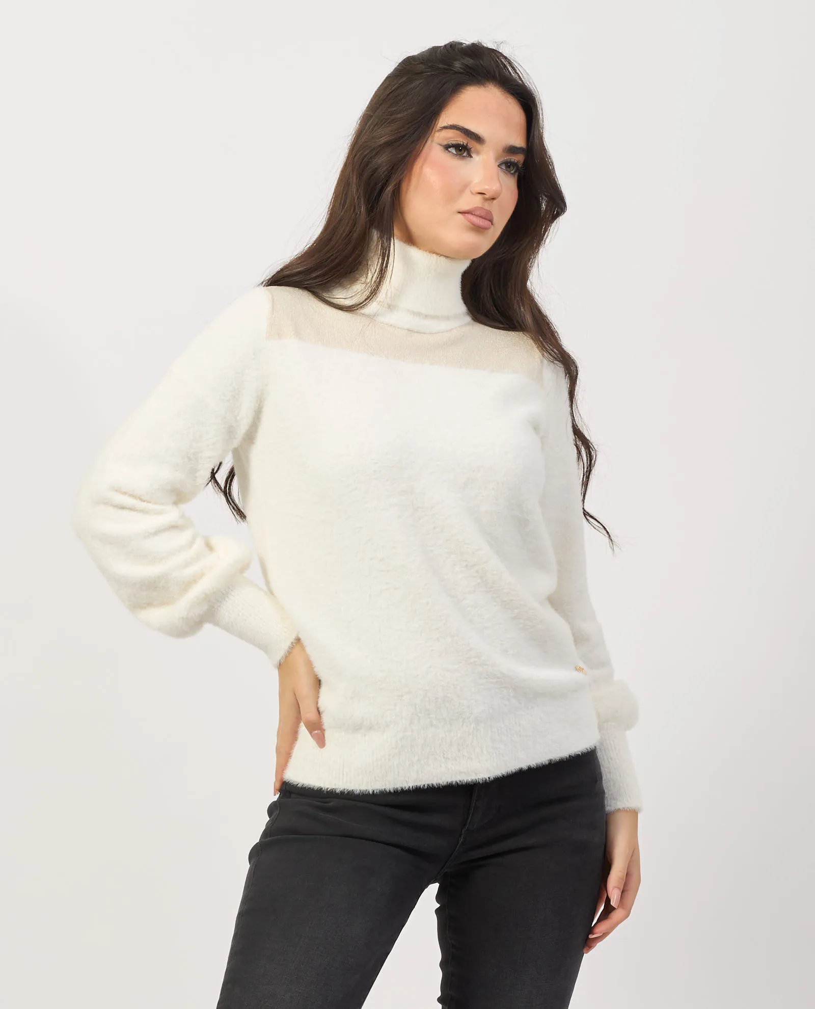 YES ZEE      Maglione a collo alto Yes Zee effetto mohair