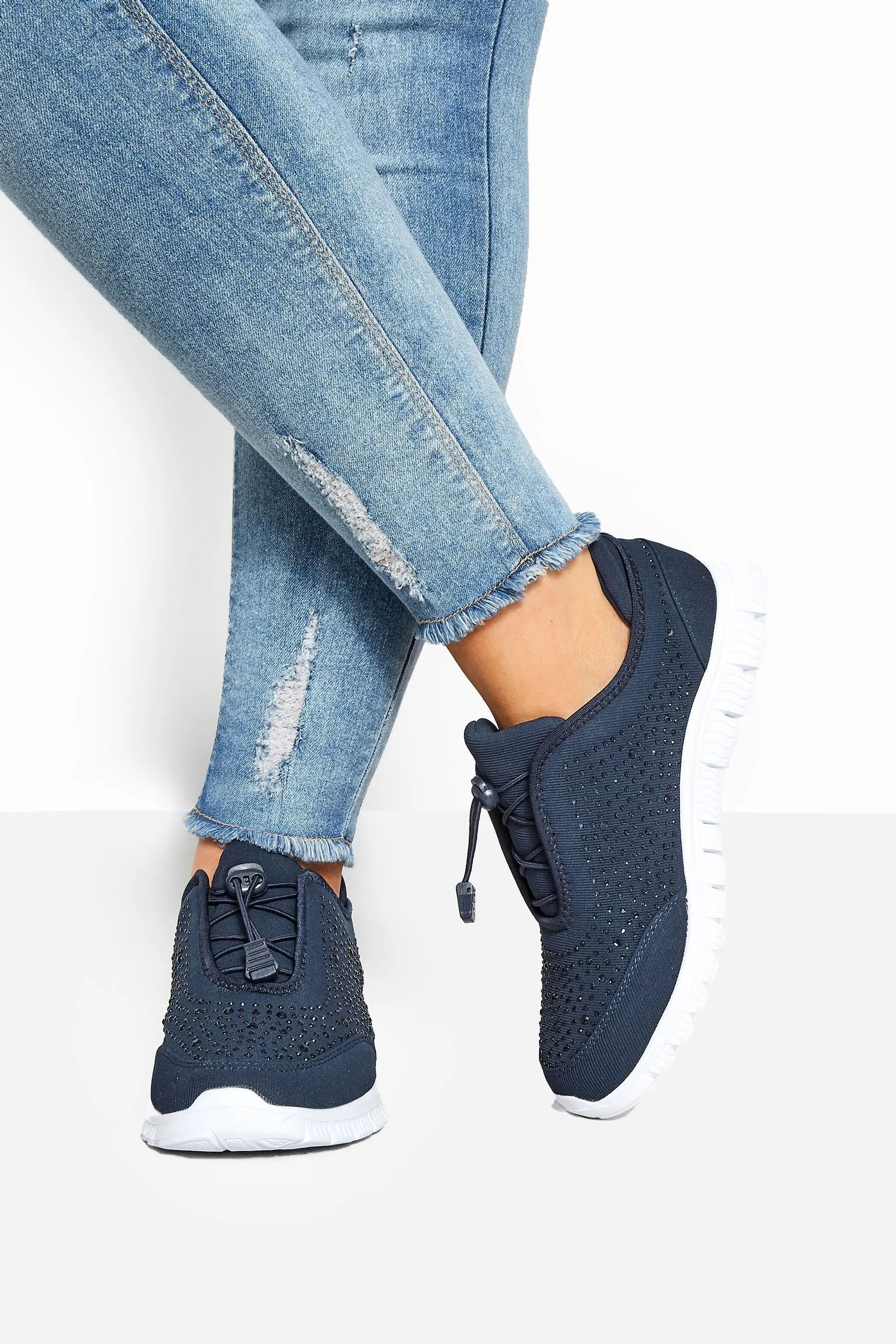 Yours Curve - Titania - Scarpe da ginnastica Vestibilità ampia extra con gemme    