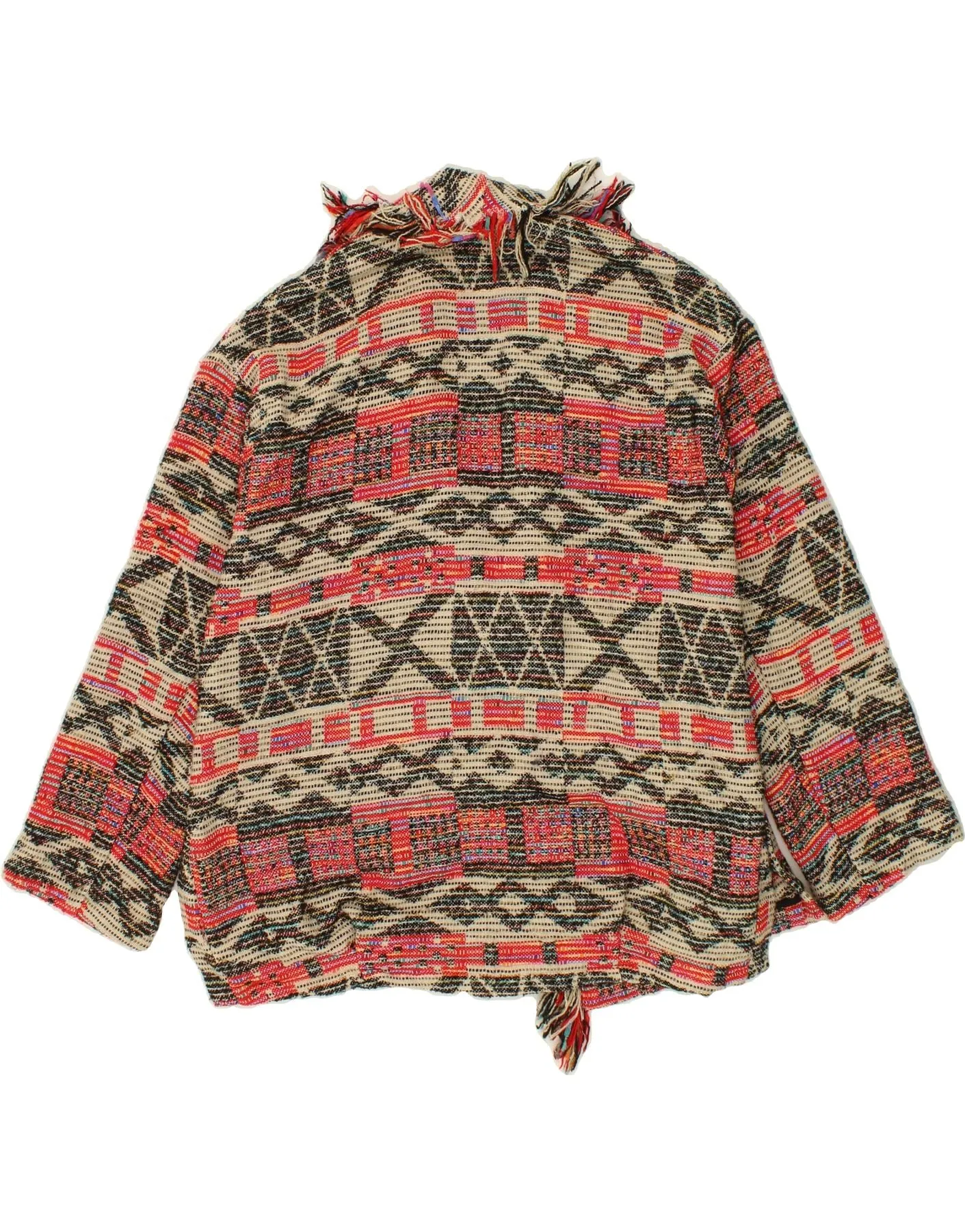 ZARA Womens Oversized Blazer Jacket UK 6 XS Pink Fair Isle Aztec
