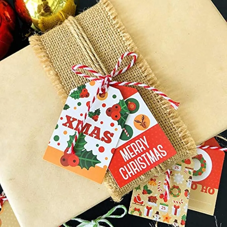 ZOYLINK Etichetta Regalo di Natale da 48 Pezzi Etichetta Decorativa Creativa Natalizia con 50 Corde 182121808